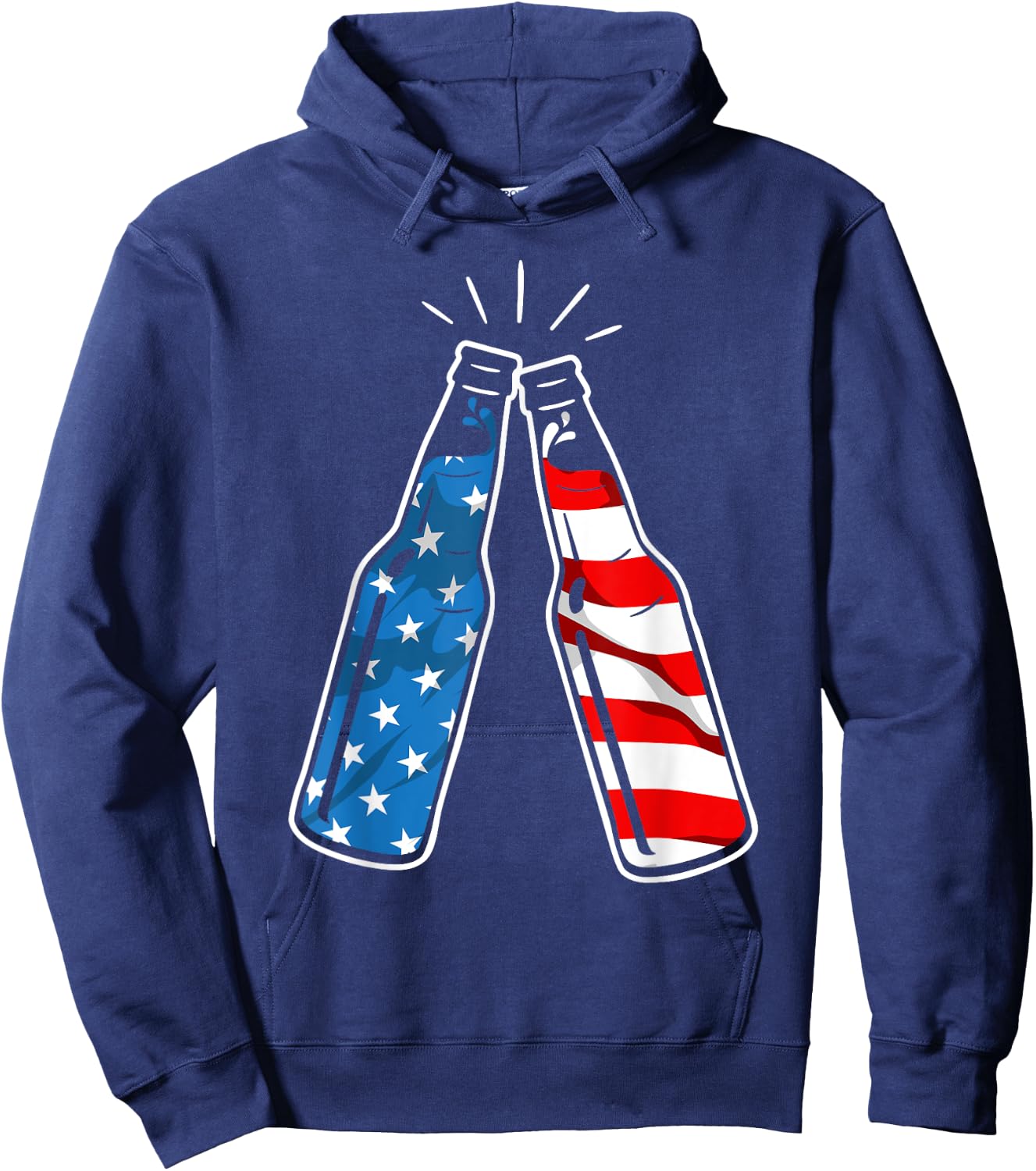 4th Of July Patriotic American Flag Beer Drinking Alcohol Women Men Hoodie - Hoodie | Navy