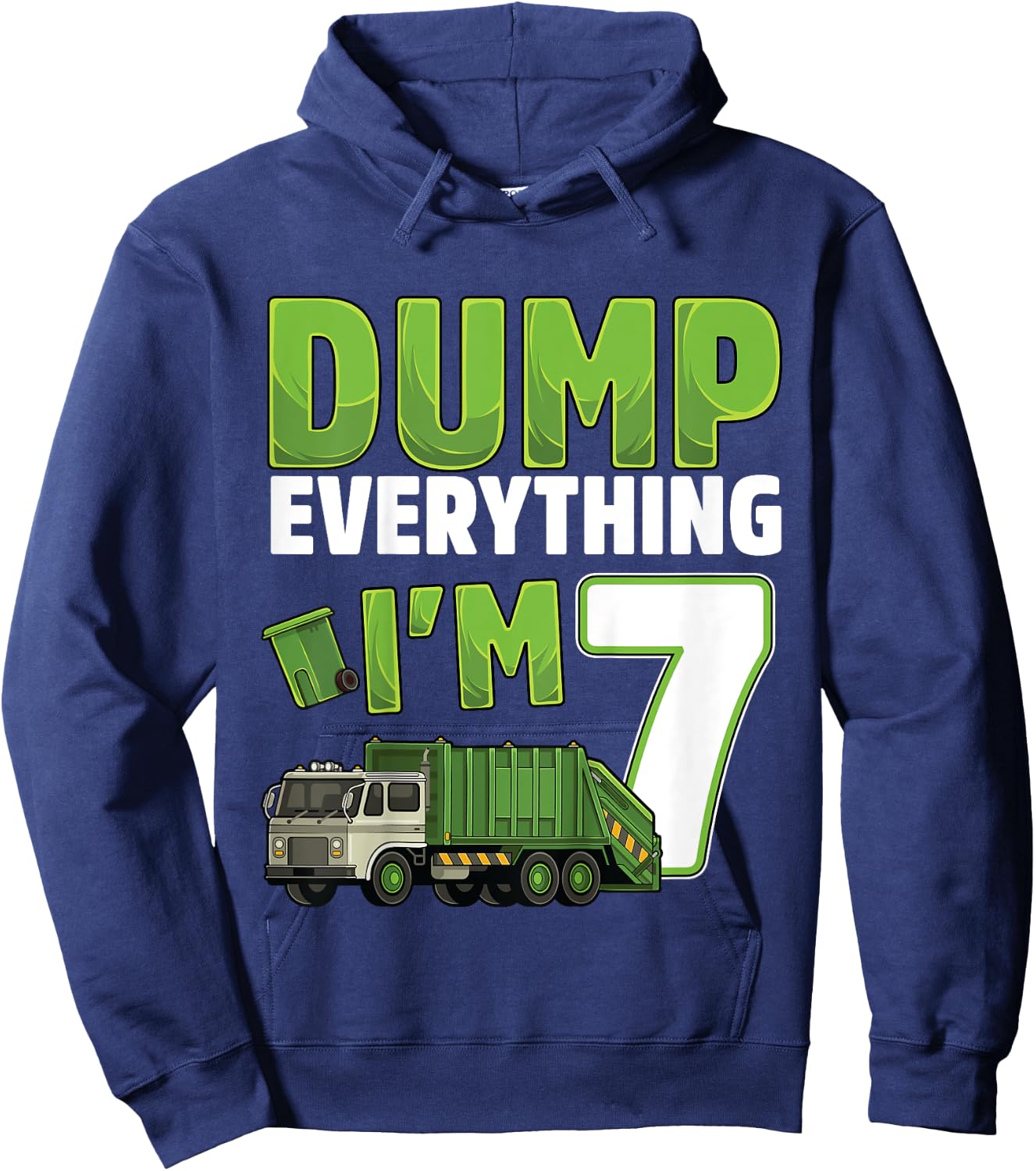 Kids Recycling Trash 7 Year Old Garbage Truck 7th Birthday Boy Hoodie - Hoodie | Navy