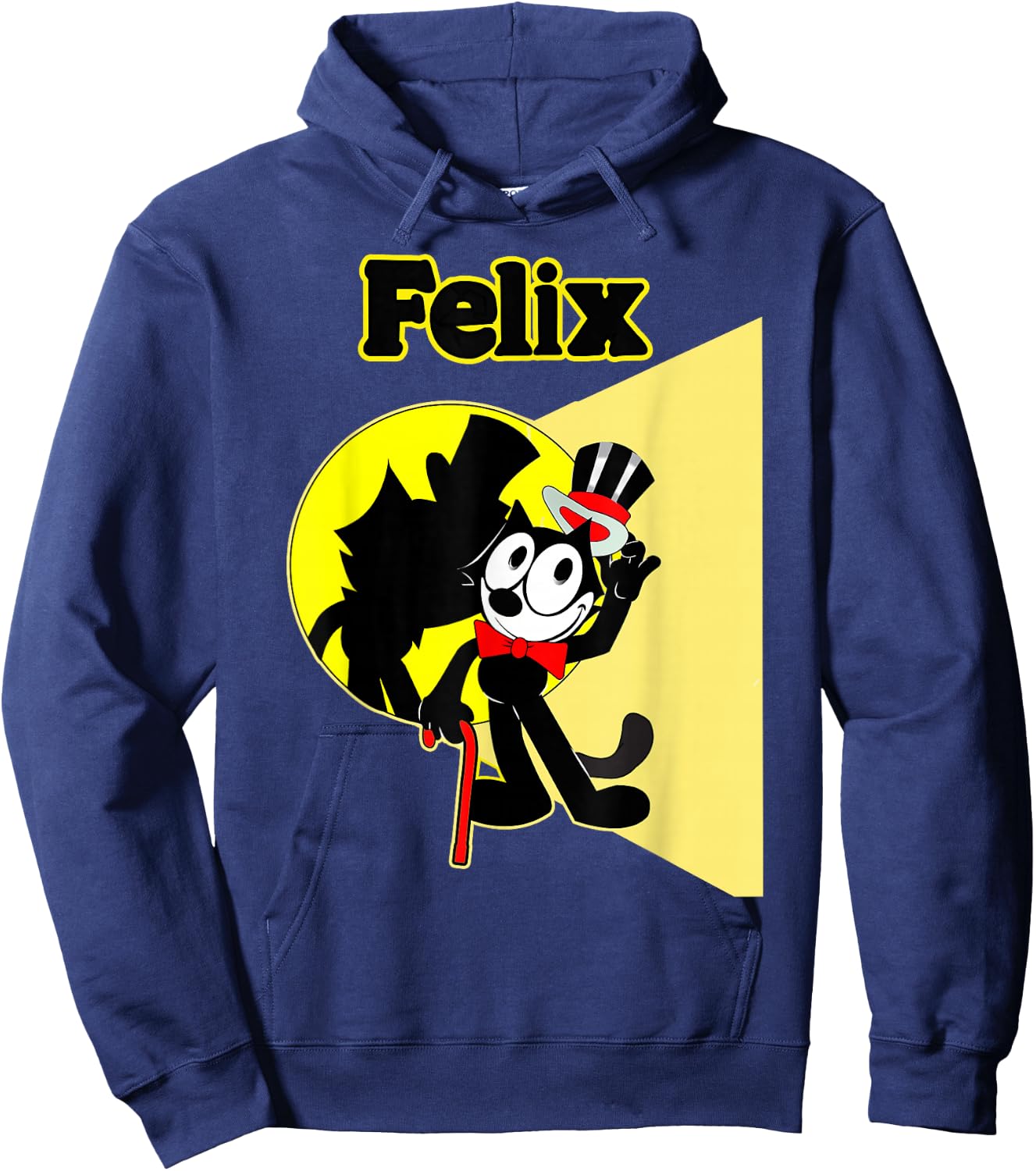 Felix Cartoon on-Stage in Spotlight Wears Bow Tie, Top Hat Hoodie - Hoodie | Navy
