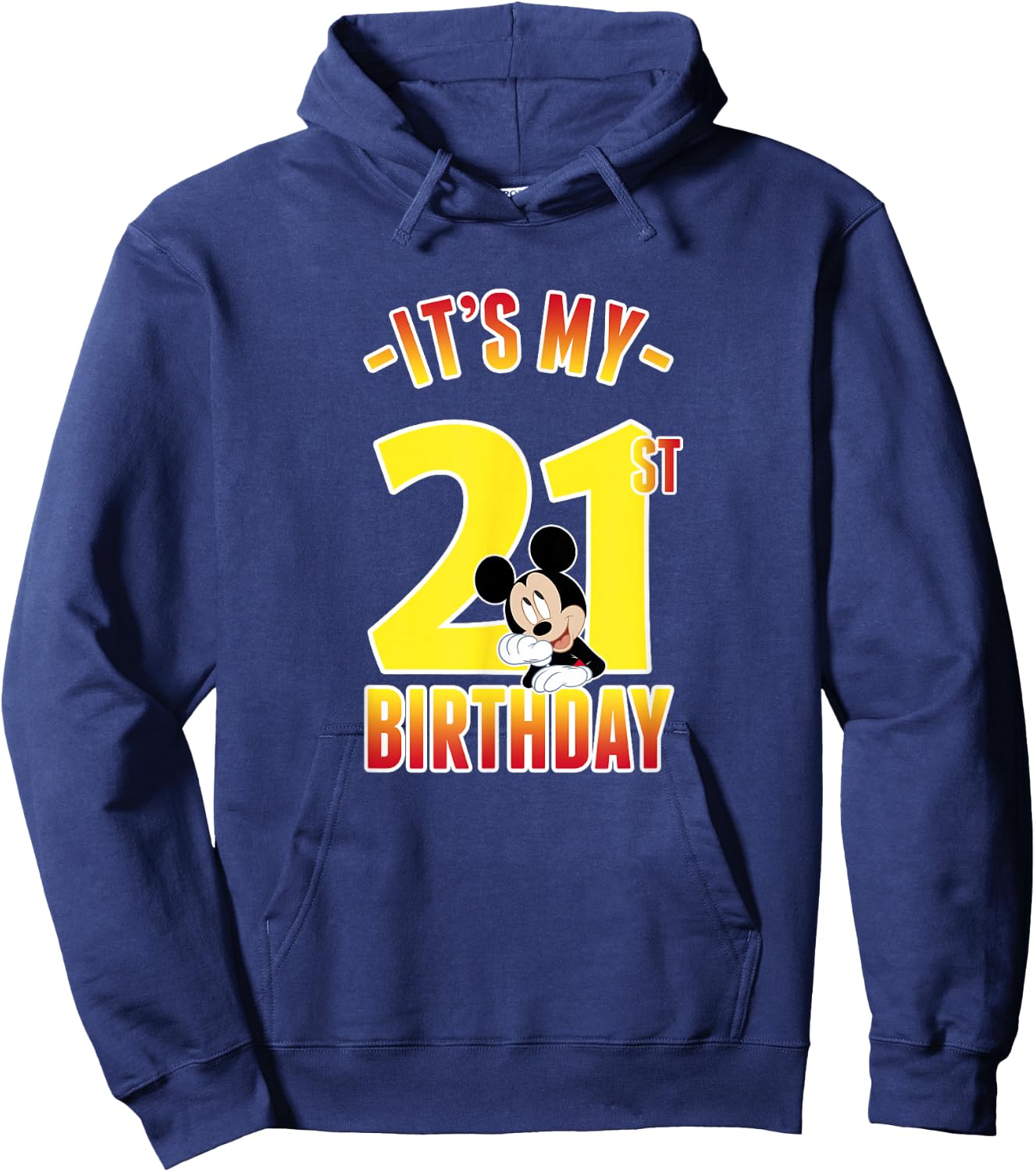 Disney Mickey Mouse It's My 21st Birthday Gradient Portrait Hoodie - Hoodie | Navy