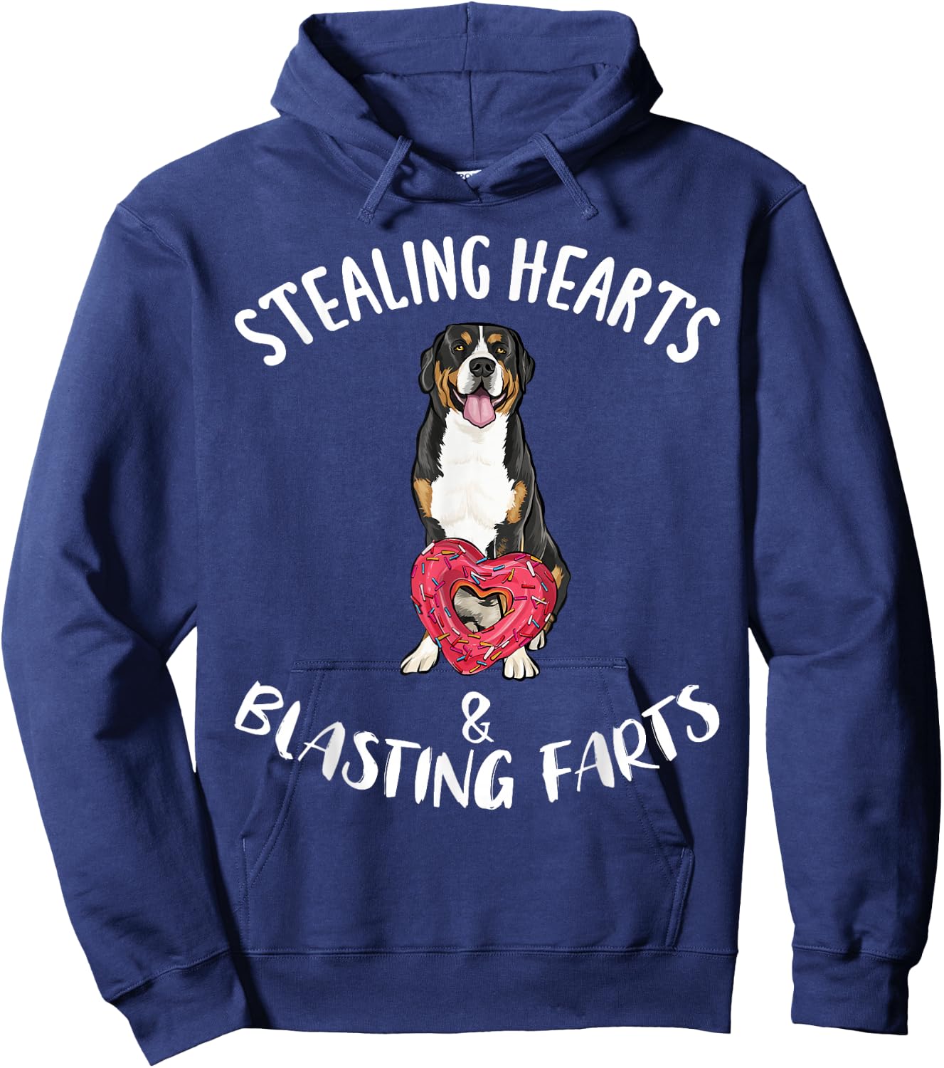 Stealing Hearts Blasting Farts Greater Swiss Mountain Dog Hoodie - Hoodie | Navy