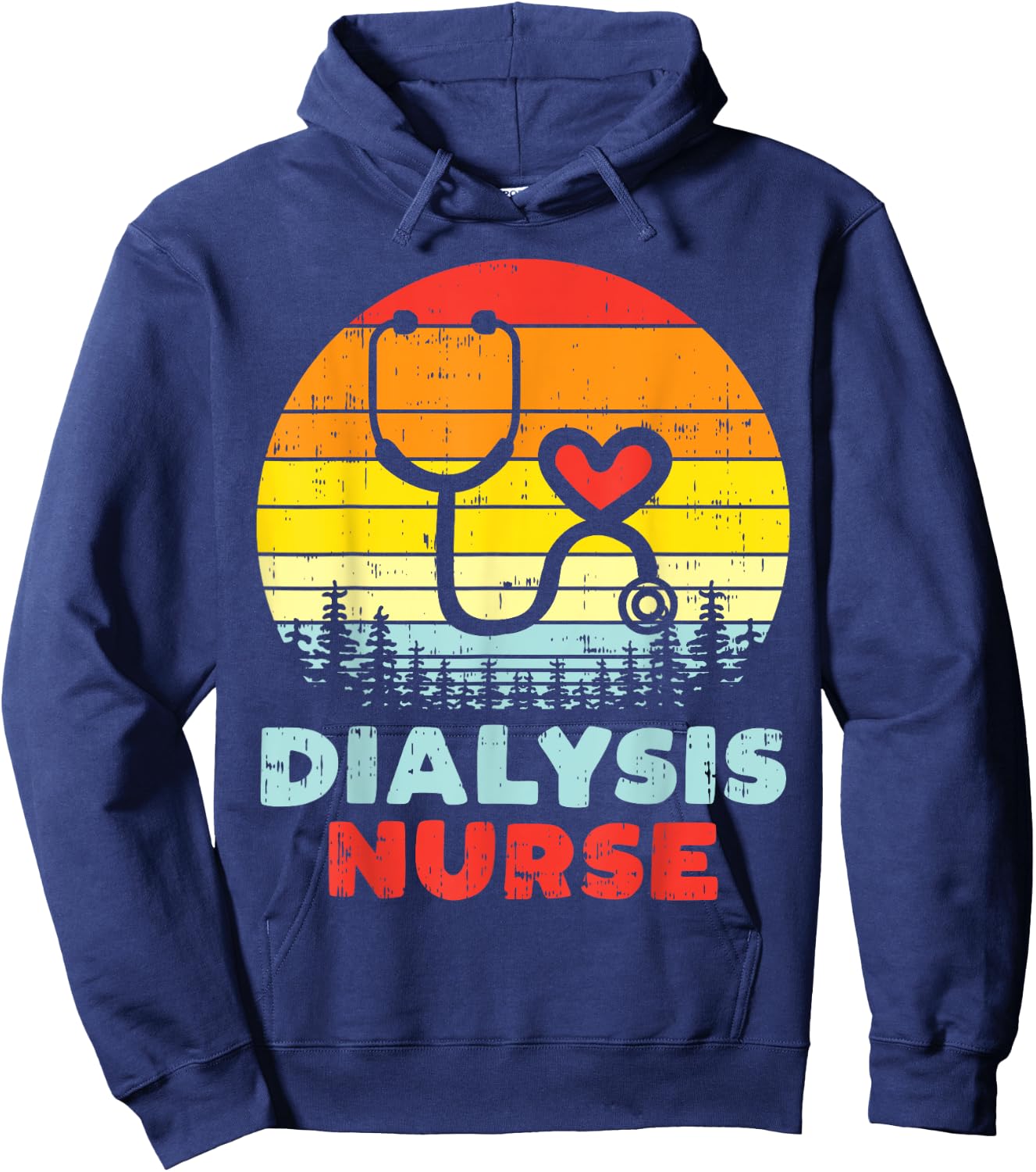 Dialysis Nurse Stethoscope Retro Nephrology Nursing Gift Hoodie - Hoodie | Navy