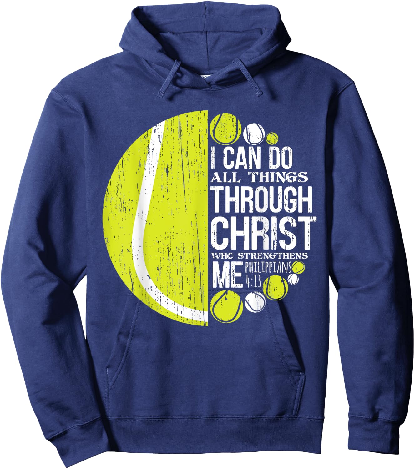 Christian Tennis Philippians 4:13 Gift Women Kids Hoodie - Hoodie | Navy
