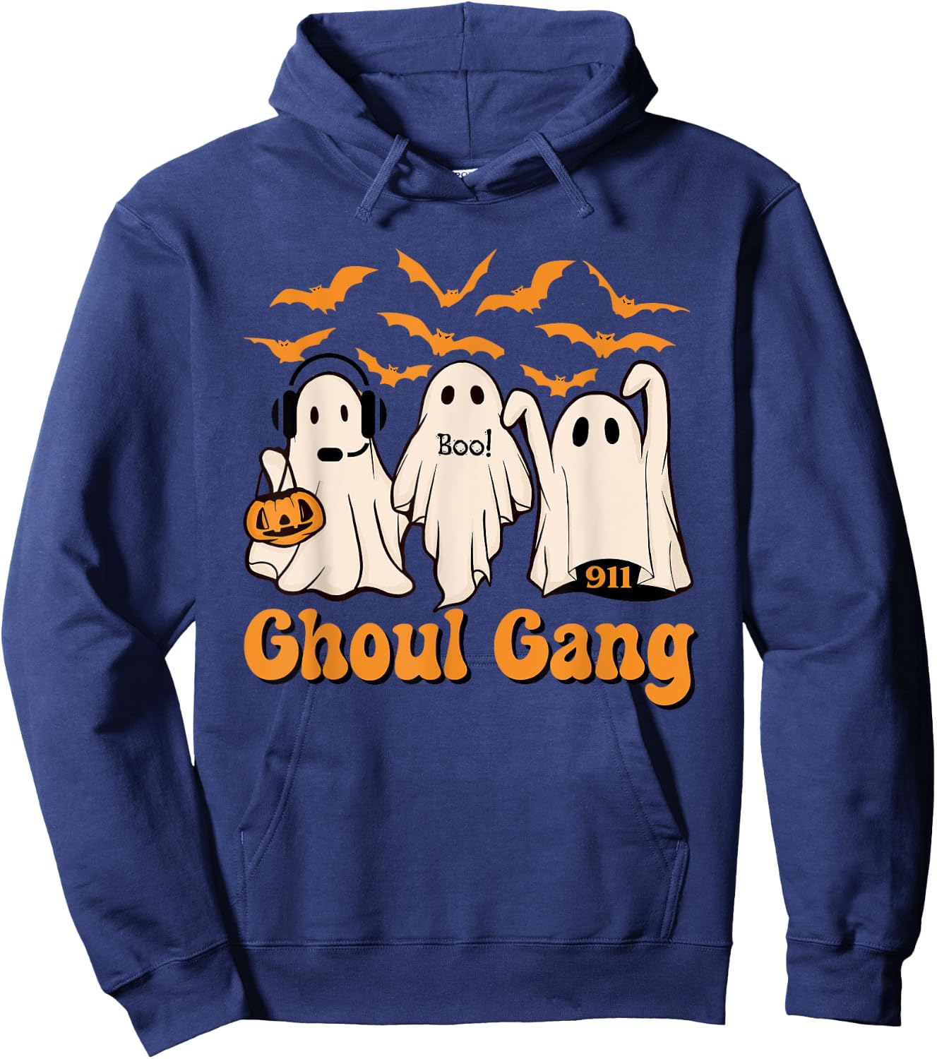 Halloween Dispatcher Boo Crew Police Dispatch Thin Gold Line Hoodie - Hoodie | Navy