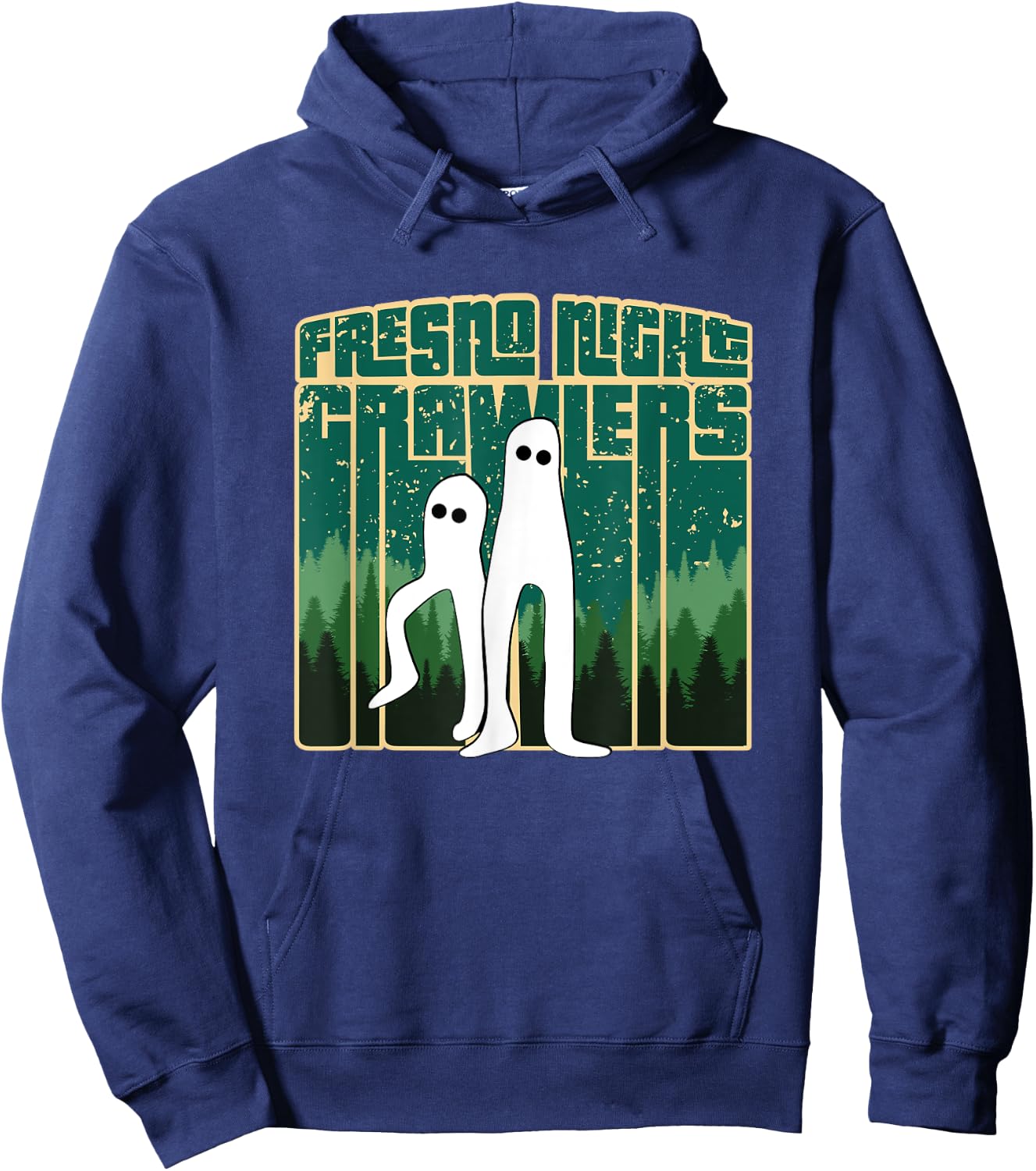 Fresno Night Crawlers - Retro Cute Cryptid Haunted Pants Hoodie - Hoodie | Navy