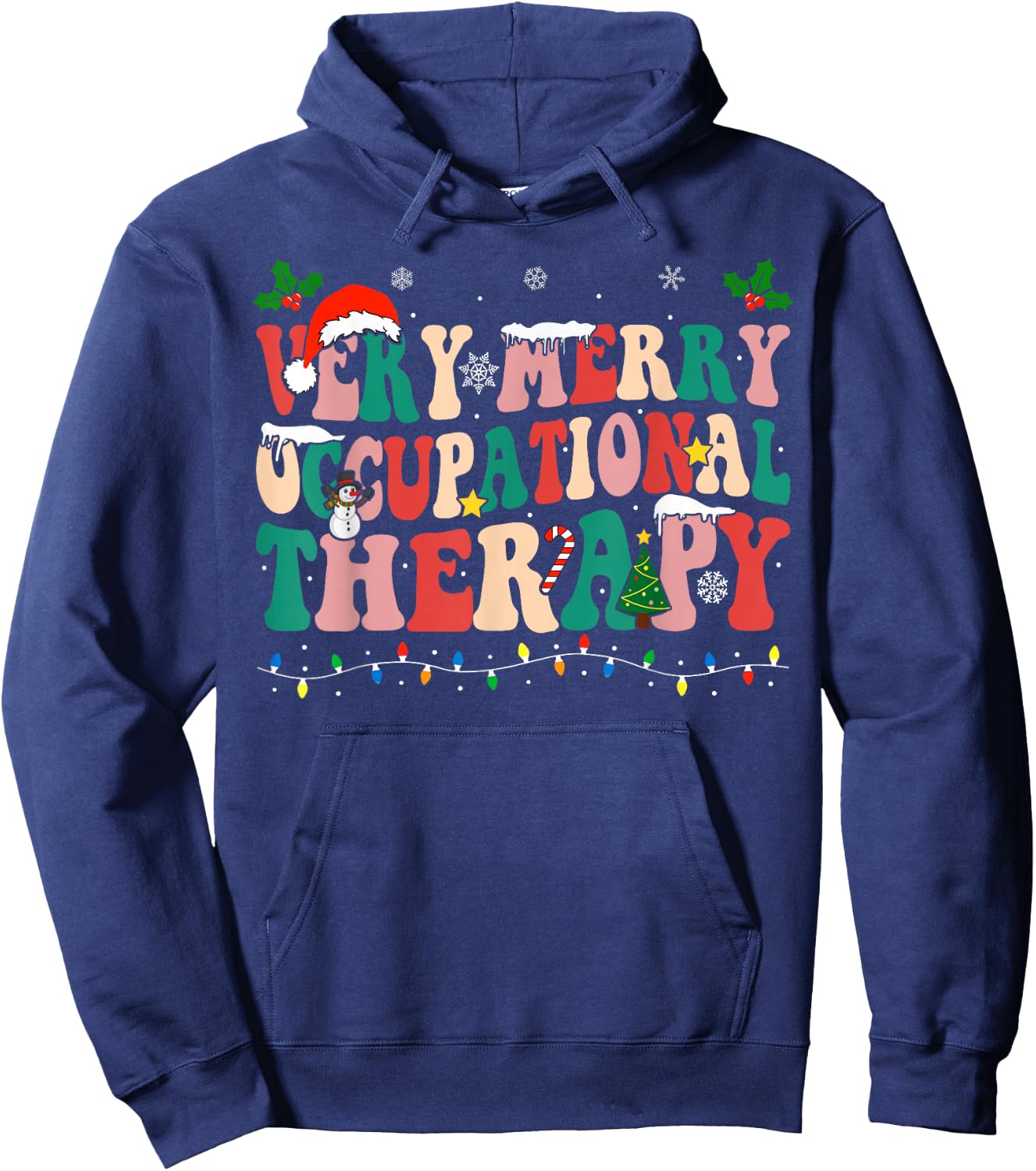 Very Merry Occupational Therapy Christmas OT Squad Christmas Hoodie - Hoodie | Navy