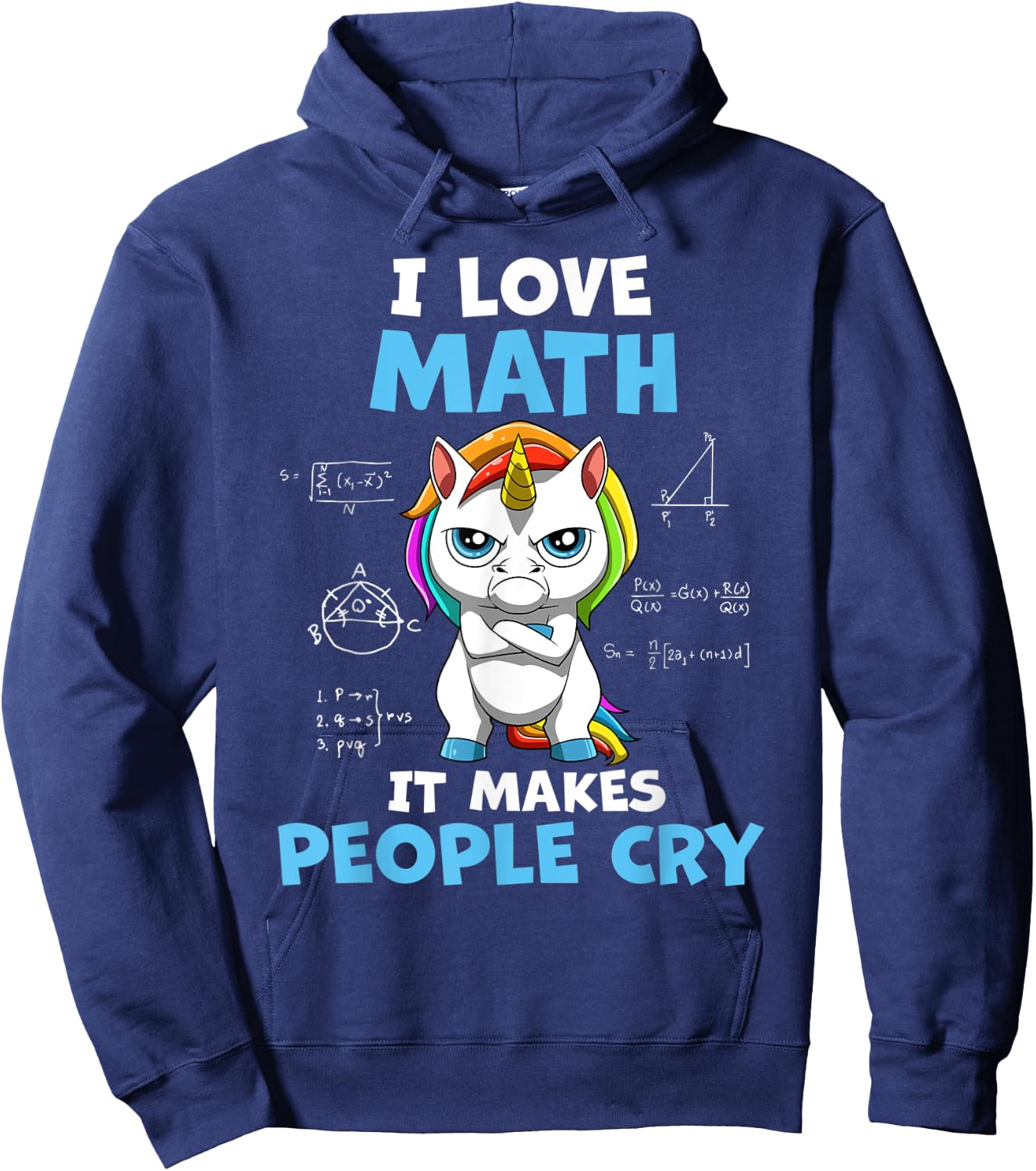 I Love Math It Makes People Cry Funny Math Teacher Women Kids Hoodie - Hoodie | Navy