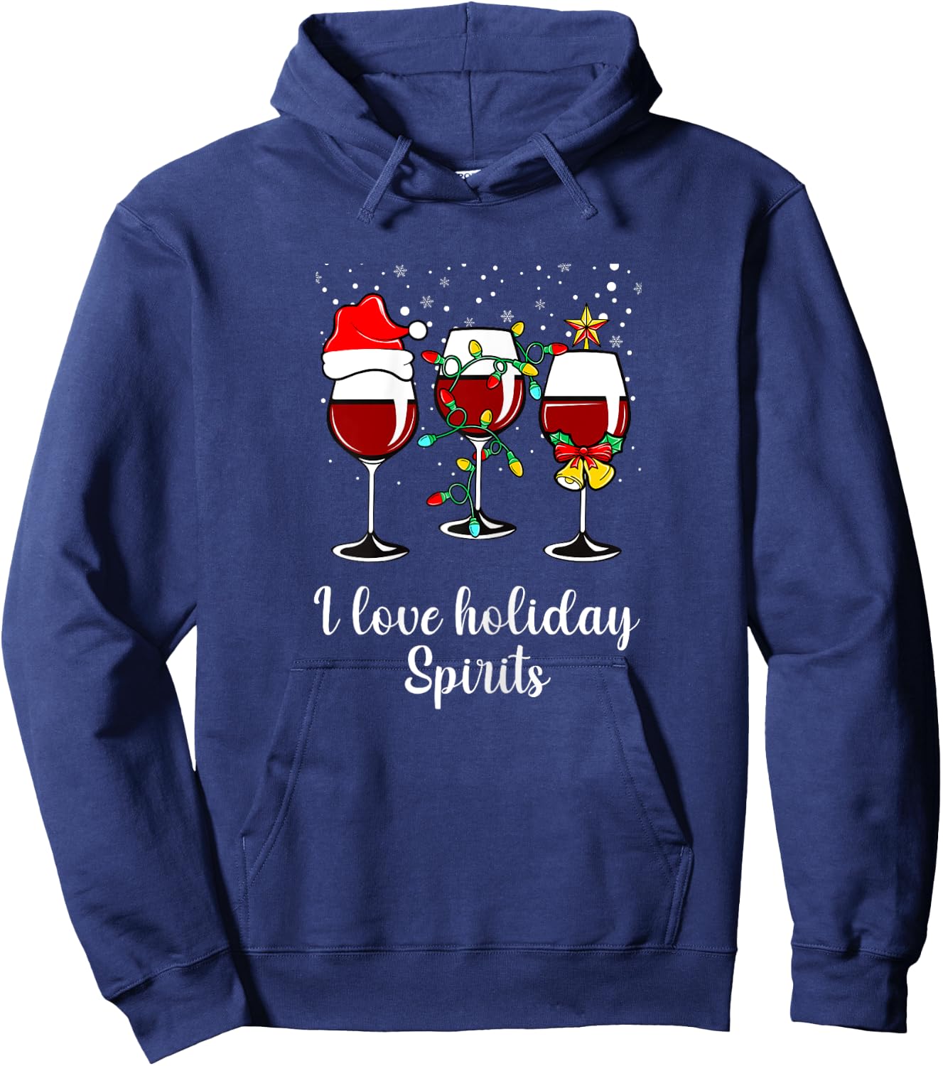 Red Wine Drinking Gift Funny Holiday Christmas Wine Glass Hoodie - Hoodie | Navy