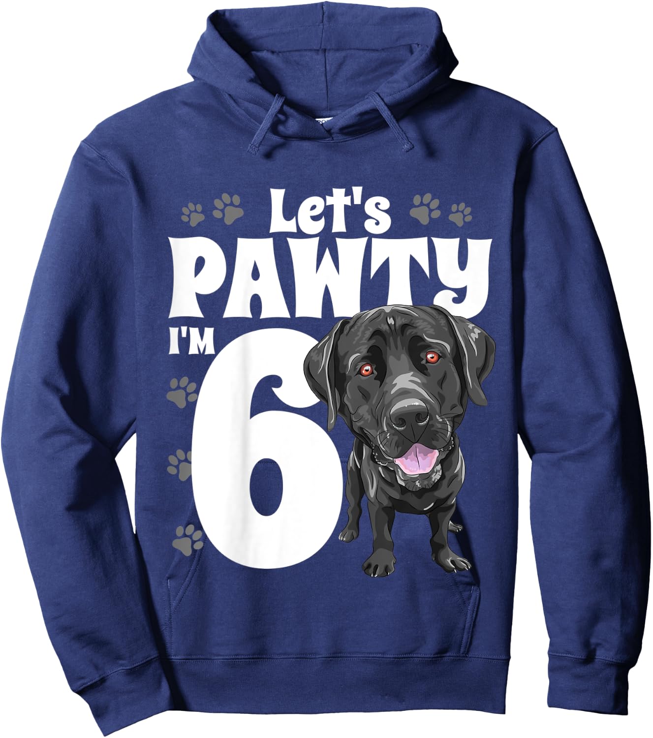 6 Year Old Black Lab Dog Birthday Pawty Labrador 6th Gift Kids Hoodie - Hoodie | Navy