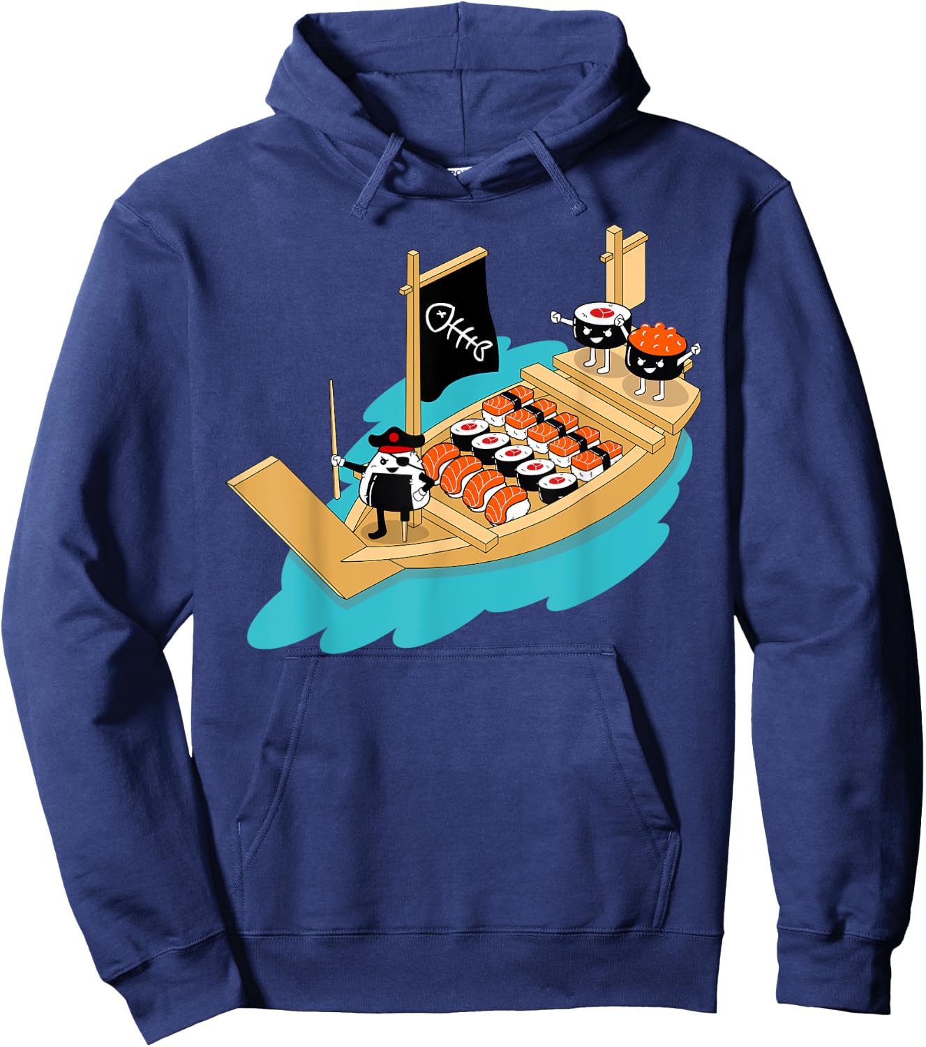 Sushi Boat Pirate | Sashimi Fish Rice Japan Fans Gift Hoodie - Hoodie | Navy