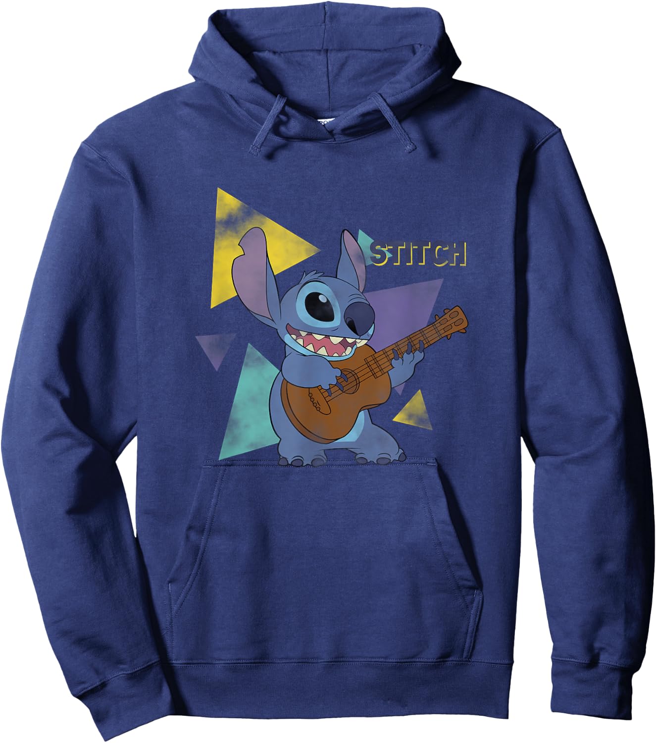 Disney Lilo & Stitch Playing The Guitar Distressed Shot Hoodie - Hoodie | Navy