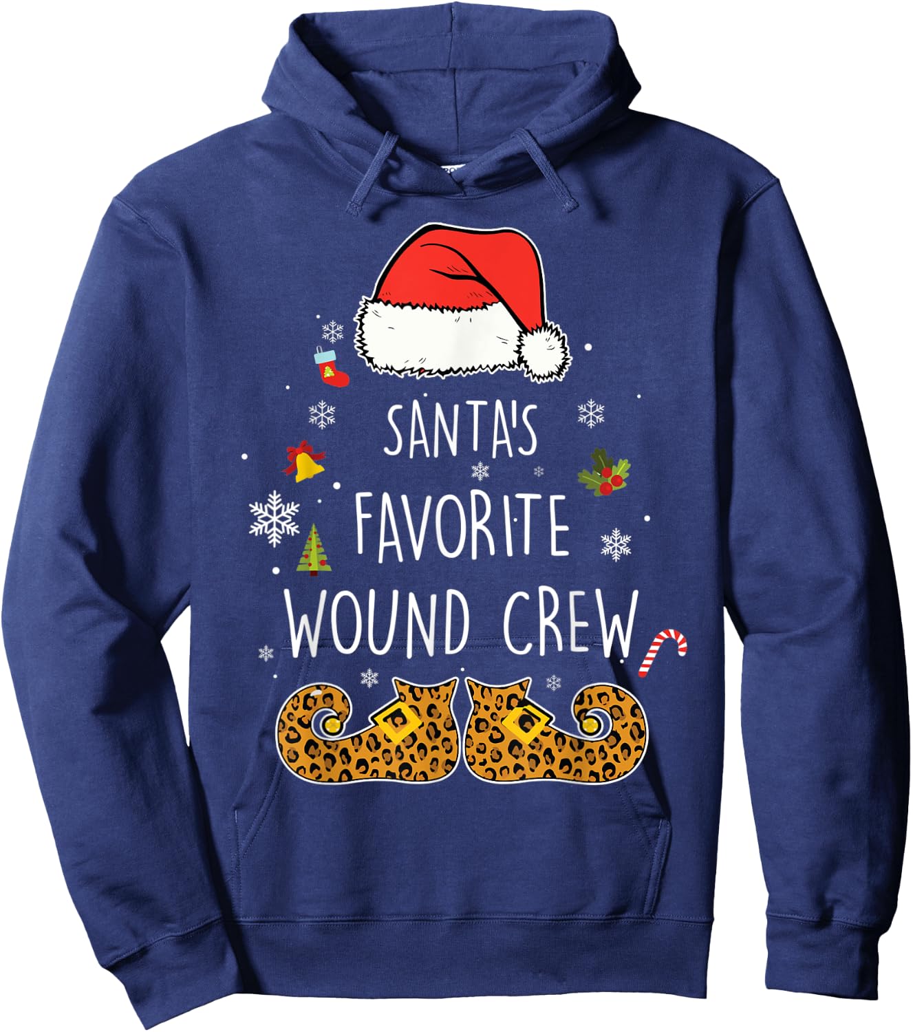 Santa's Favorite Wound Crew Christmas Wound Care Nurse Crew Hoodie - Hoodie | Navy