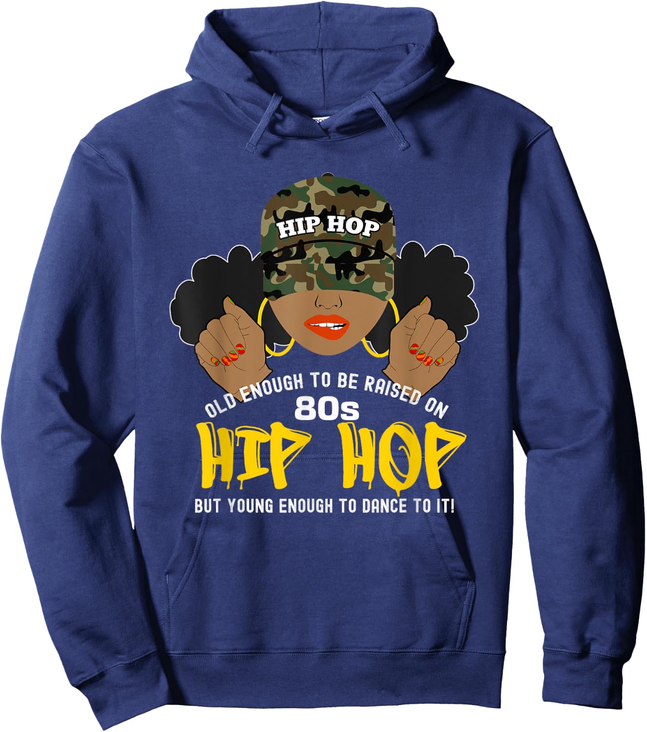 Raised on Old School 80s Hip Hop African American Woman Hoodie - Hoodie | Navy