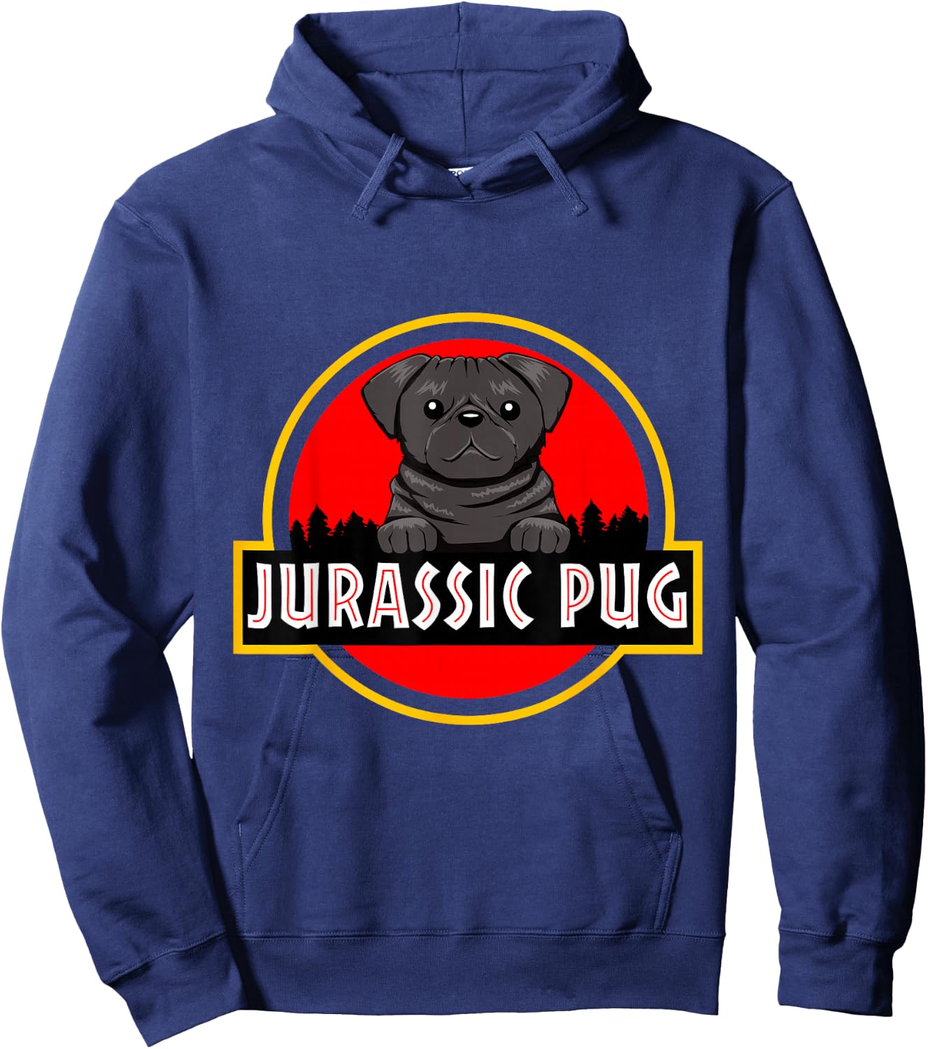Jurassic Pug Gift Dog lovers, Funny Pug Hoodie - Hoodie | Navy