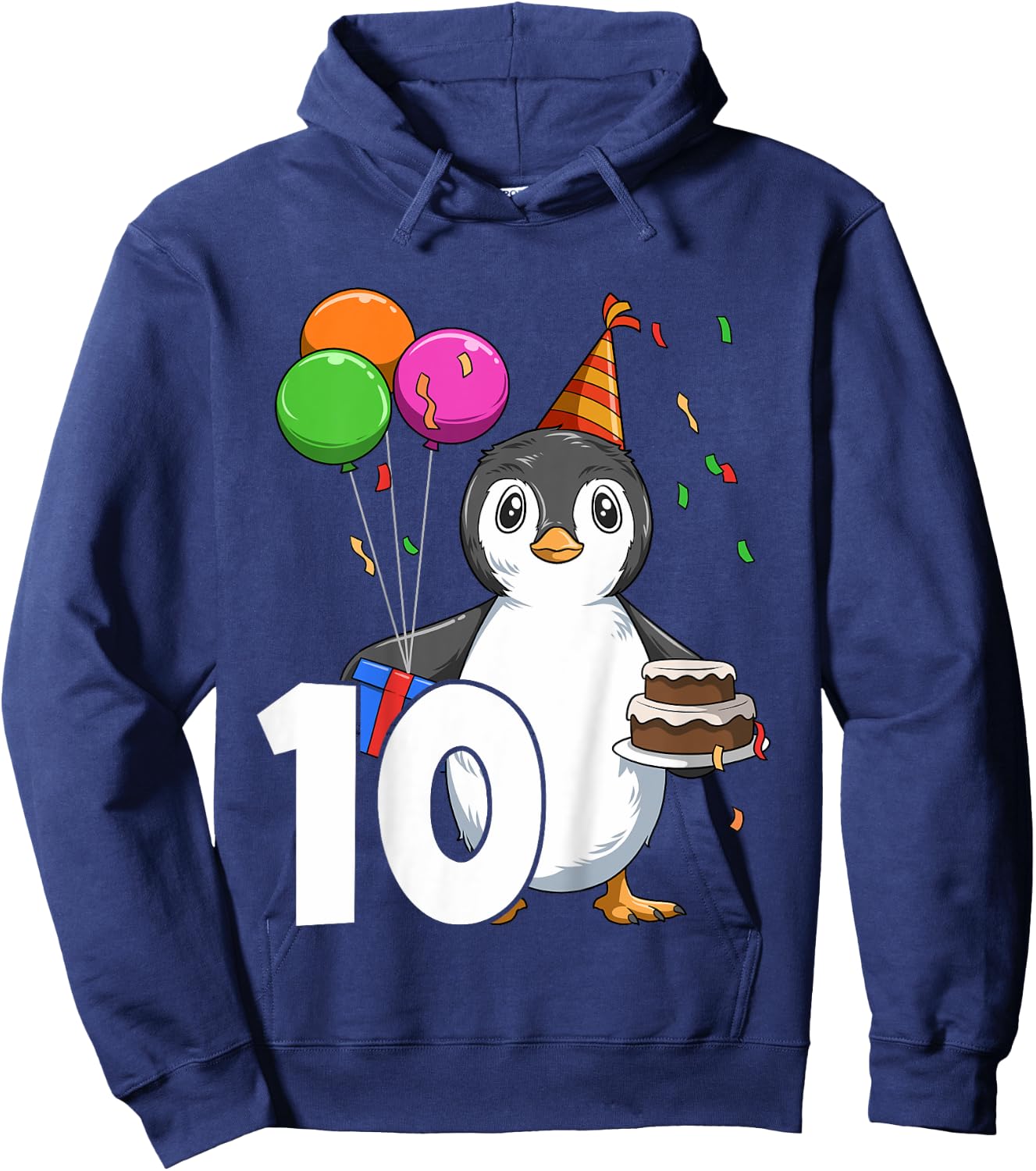 Penguin Birthday 10 Penguin 10th Birthday Penguin Party 10th Hoodie - Hoodie | Navy