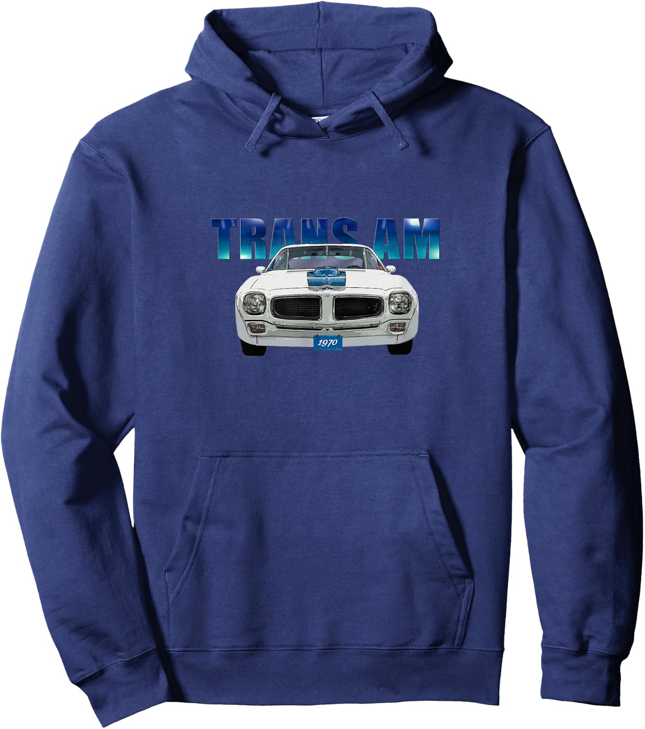 Vintage 1970 Trans Am, White, American Classic, Blue Wrap Hoodie - Hoodie | Navy