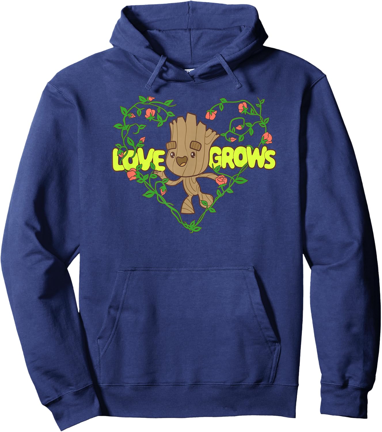 Amazon Essentials Guardians of the Galaxy Groot Love Grows Valentine's Heart Hoodie - Hoodie | Navy