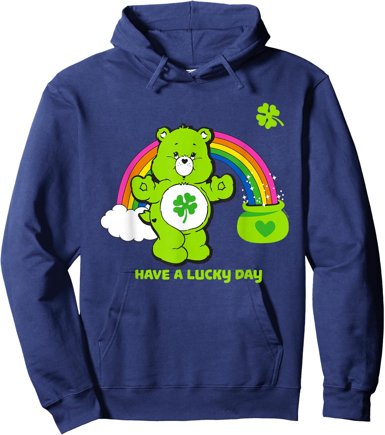 Care Bears Have a Lucky Day St. Patrick's Rainbow Cartoon Hoodie - Hoodie | Navy