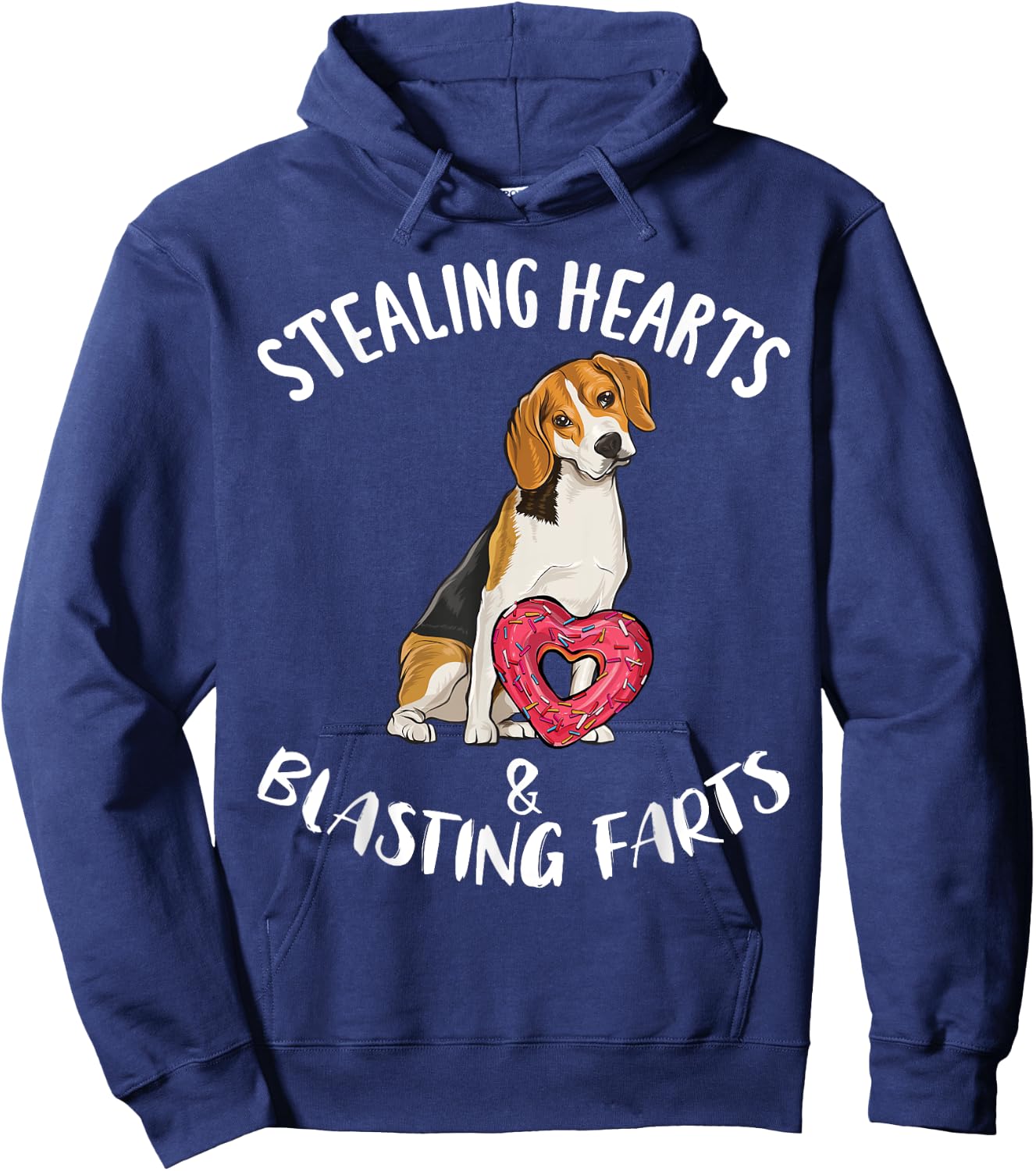 Stealing Hearts Blasting Farts Beagle Valentines Day Hoodie - Hoodie | Navy