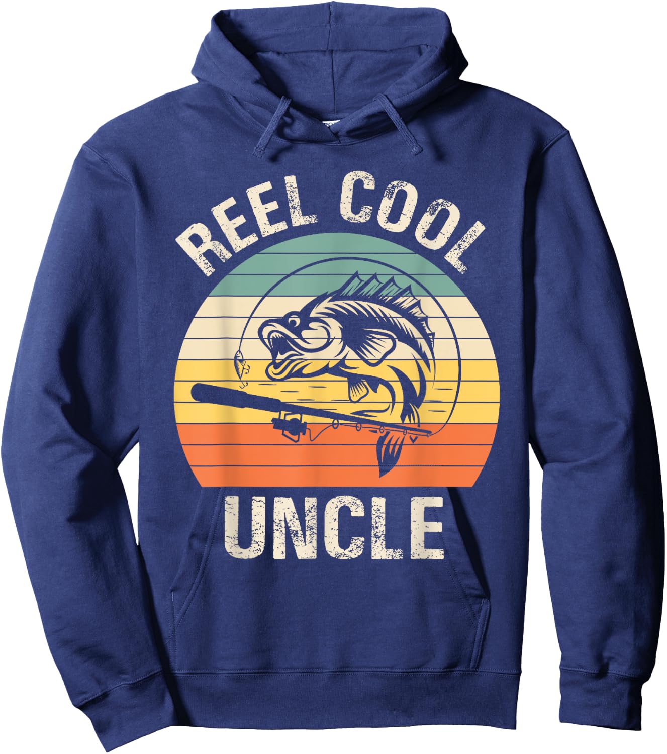 Reel Cool Uncle Fishing Funny Gift Hoodie - Hoodie | Navy
