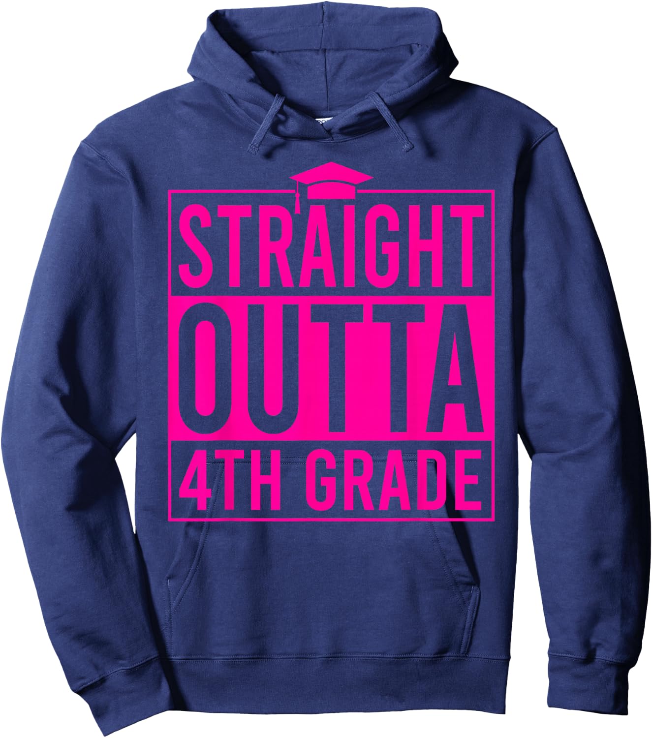Straight Outta 4th Grade Graduation Class 2026 Fourth Grade Hoodie - Hoodie | Navy