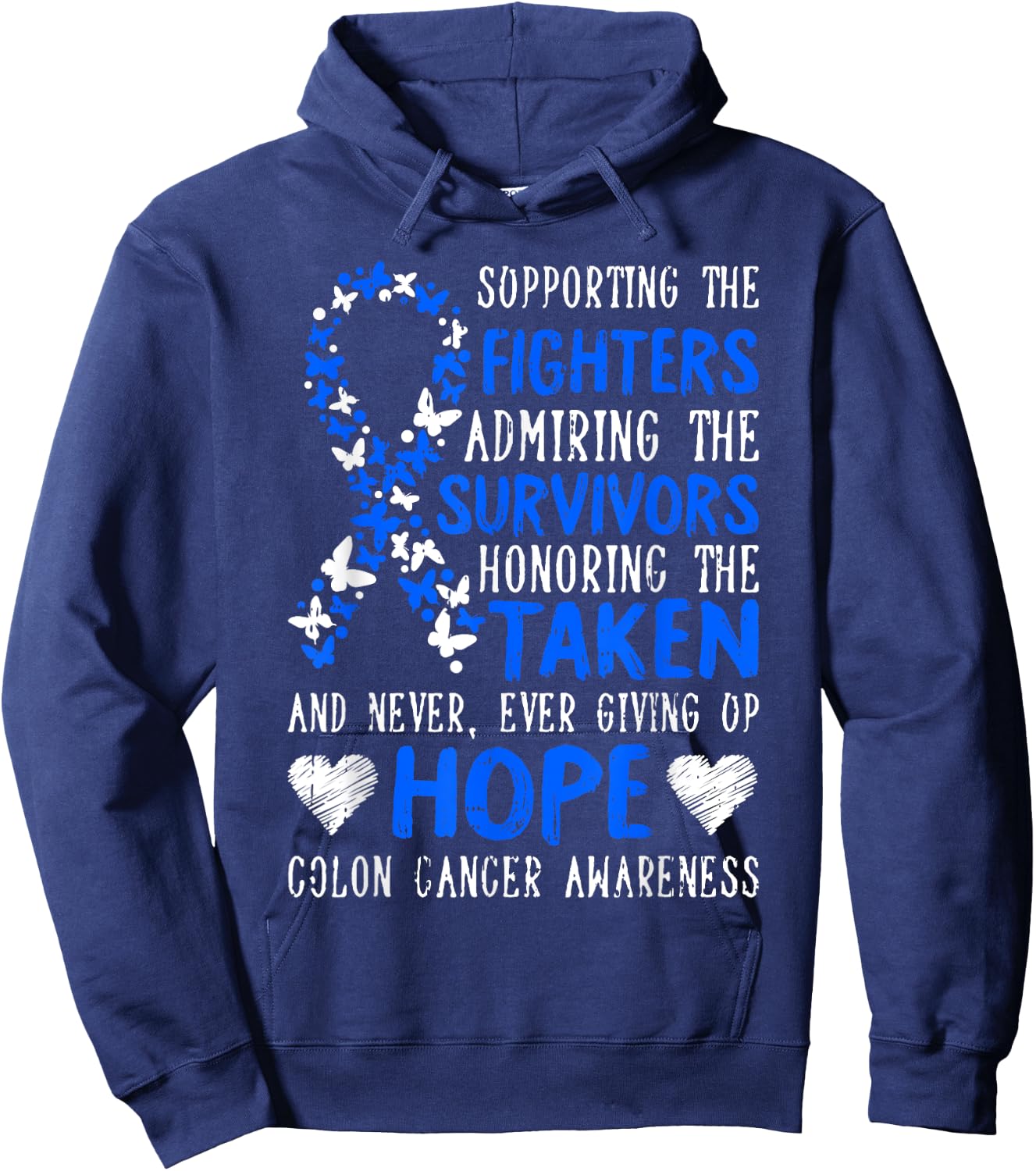Colon Cancer Awareness Gifts Colonoscopy Survivor Fighter Hoodie - Hoodie | Navy
