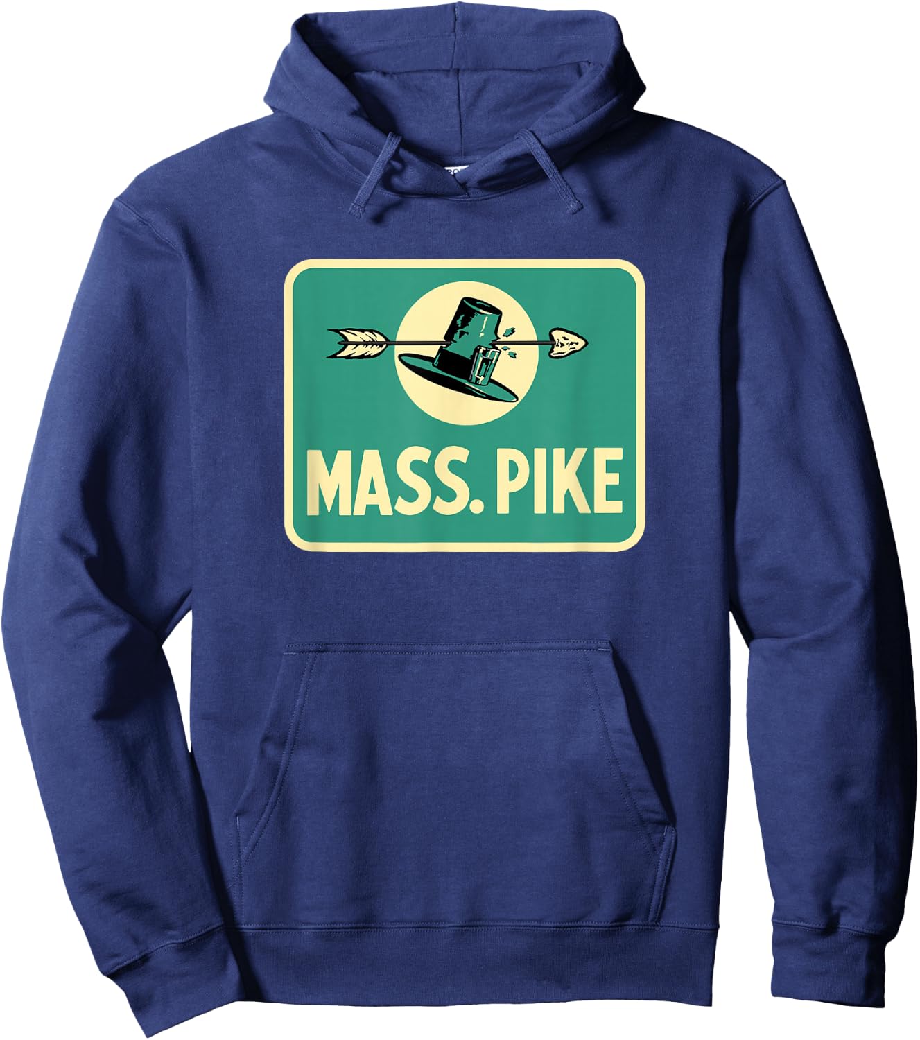 Mass Pike Road Sign Massachusetts Turnpike Route 90 Hoodie - Hoodie | Navy