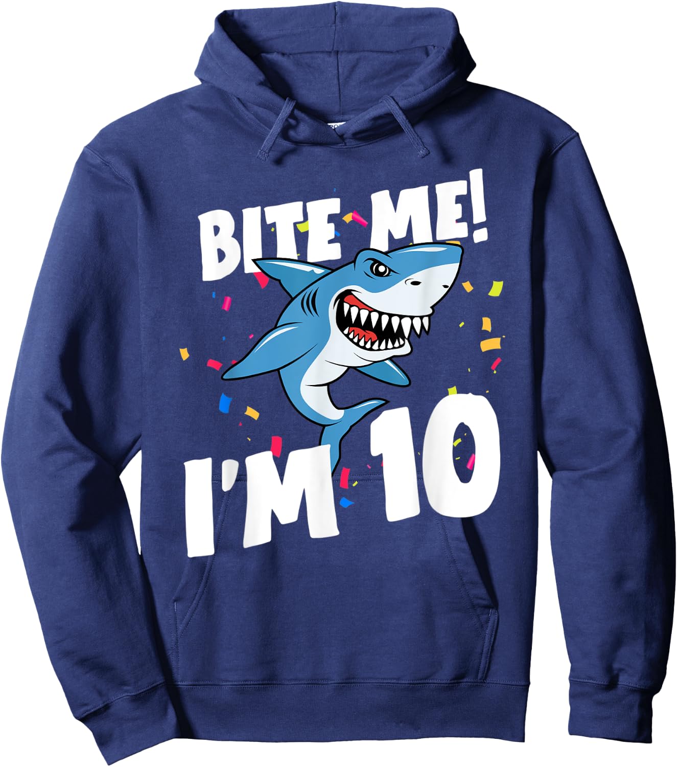 Boys 10 Years Old Happy Birthday Gifts Fun Party Shark Shirt Hoodie - Hoodie | Navy