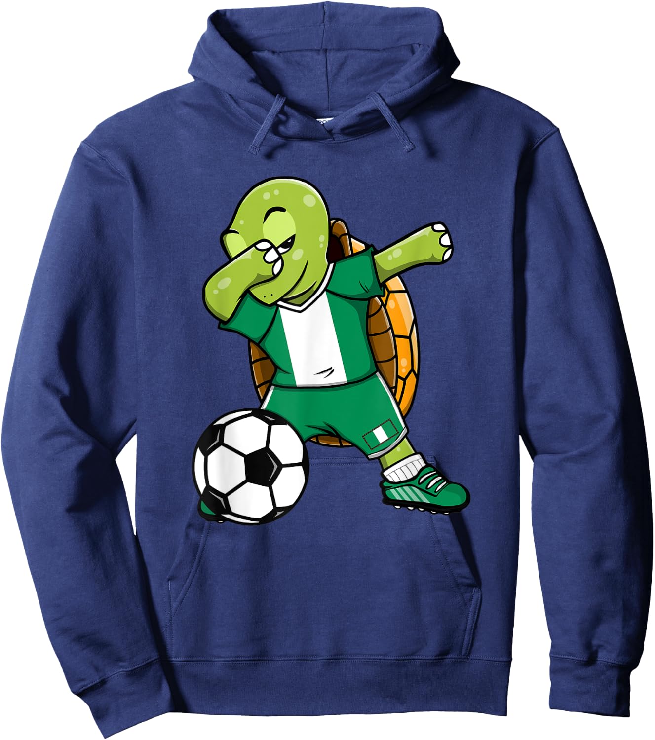 Dabbing Turtle Nigeria Soccer Fans Jersey Nigerian Football Hoodie - Hoodie | Navy