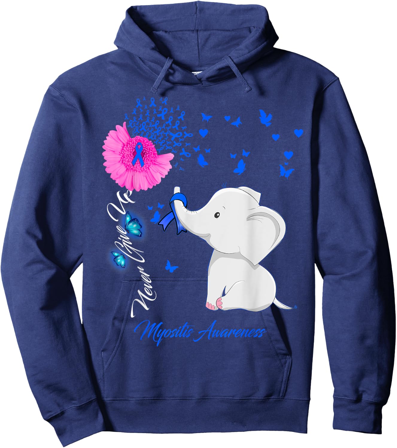 Elephant Myositis Awareness - Myositis Ribbon Gifts Hoodie - Hoodie | Navy