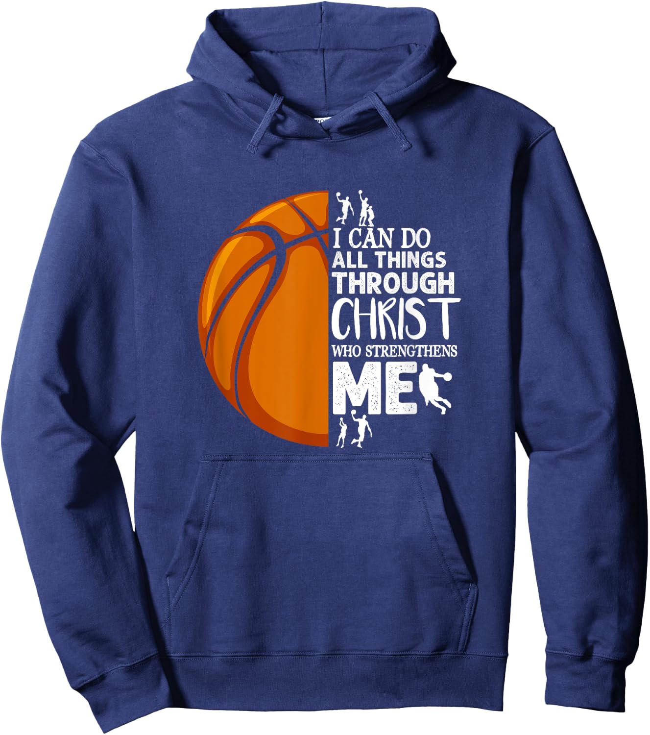 I Can Do All Things Through Christ Basketball Christian Hoodie - Hoodie | Navy