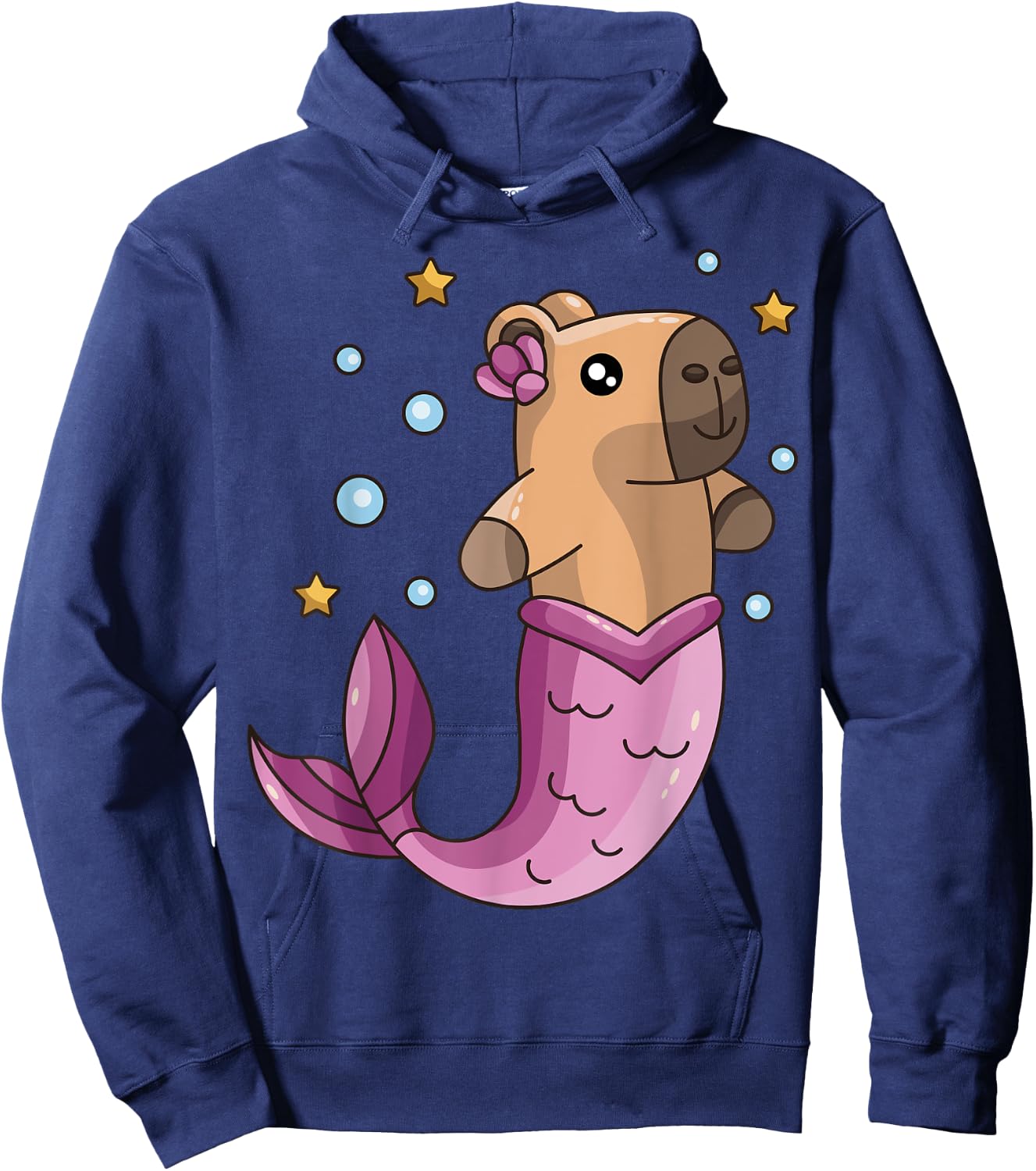 Capybara Mermaid Pink Costume Rodent Girls Under Sea Party Hoodie - Hoodie | Navy