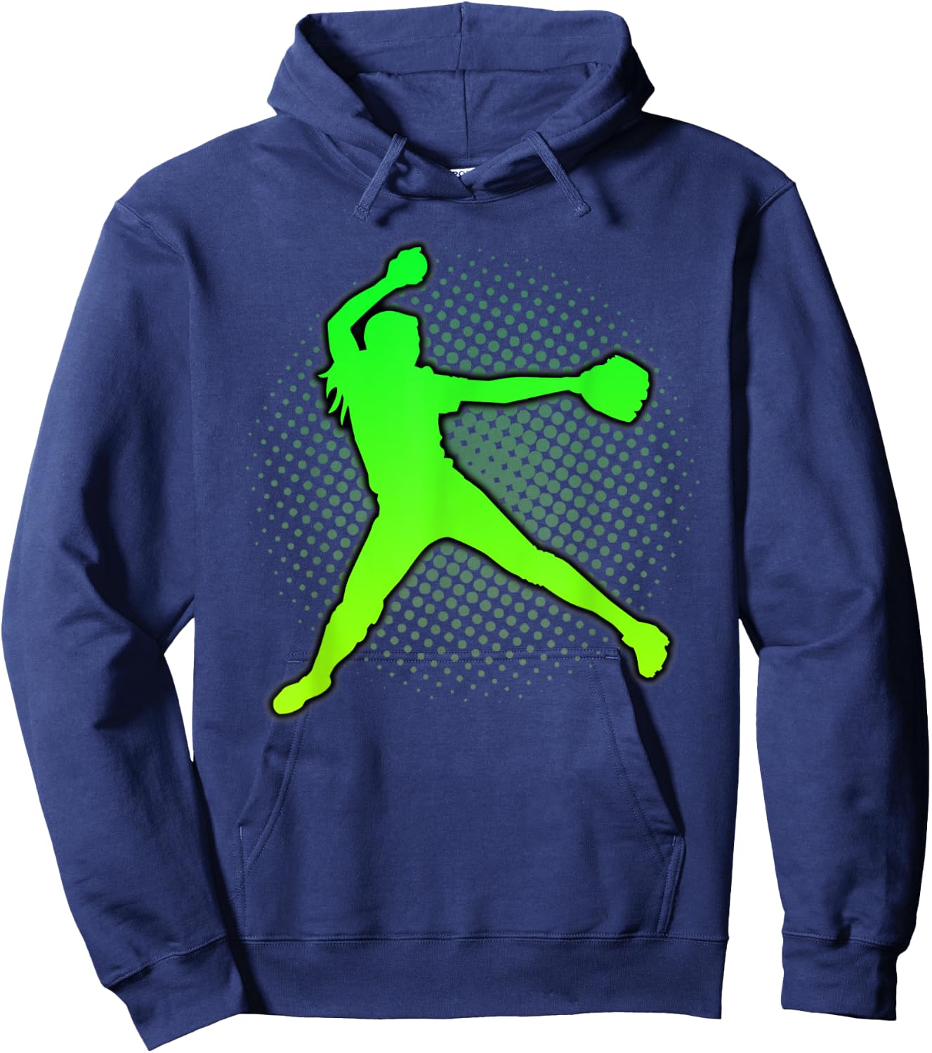 Softball Girls & Women's Gift Green Yellow Fast Pitch Teen Hoodie - Hoodie | Navy