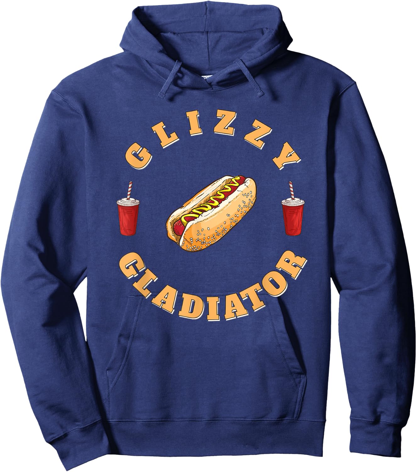 Glizzy Gladiator Funny Hotdog Humor Retro Sports Design Women Girls Kids Hoodie - Hoodie | Navy