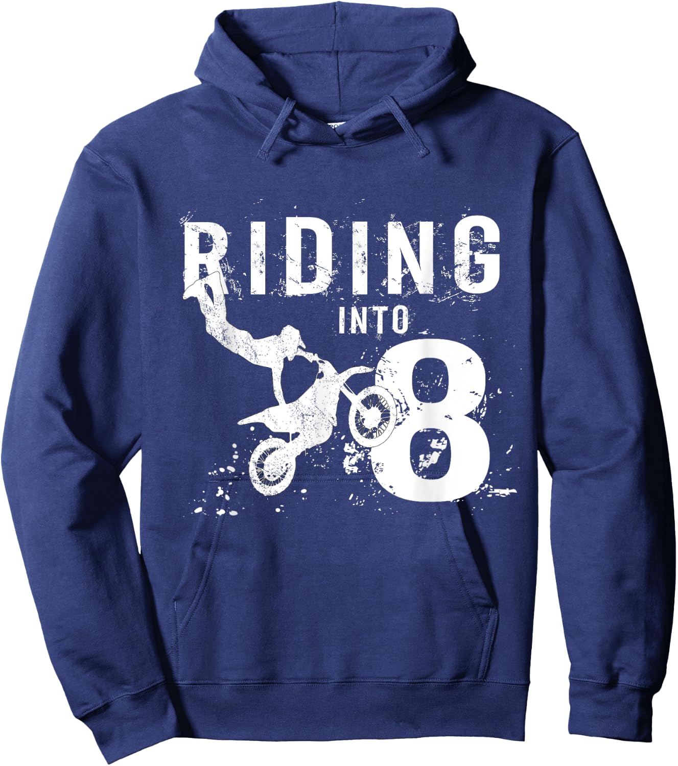 Riding Into 8 Years Old 8th Birthday Boy Dirt Bike Party Hoodie - Hoodie | Navy