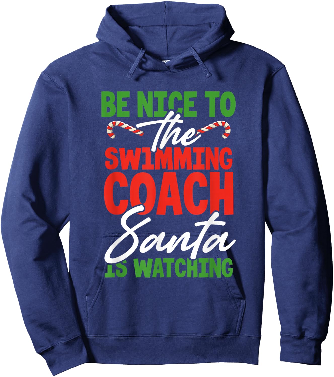 Swimming Coach Gifts Christmas Funny Xmas Swimming Santa Hoodie - Hoodie | Navy