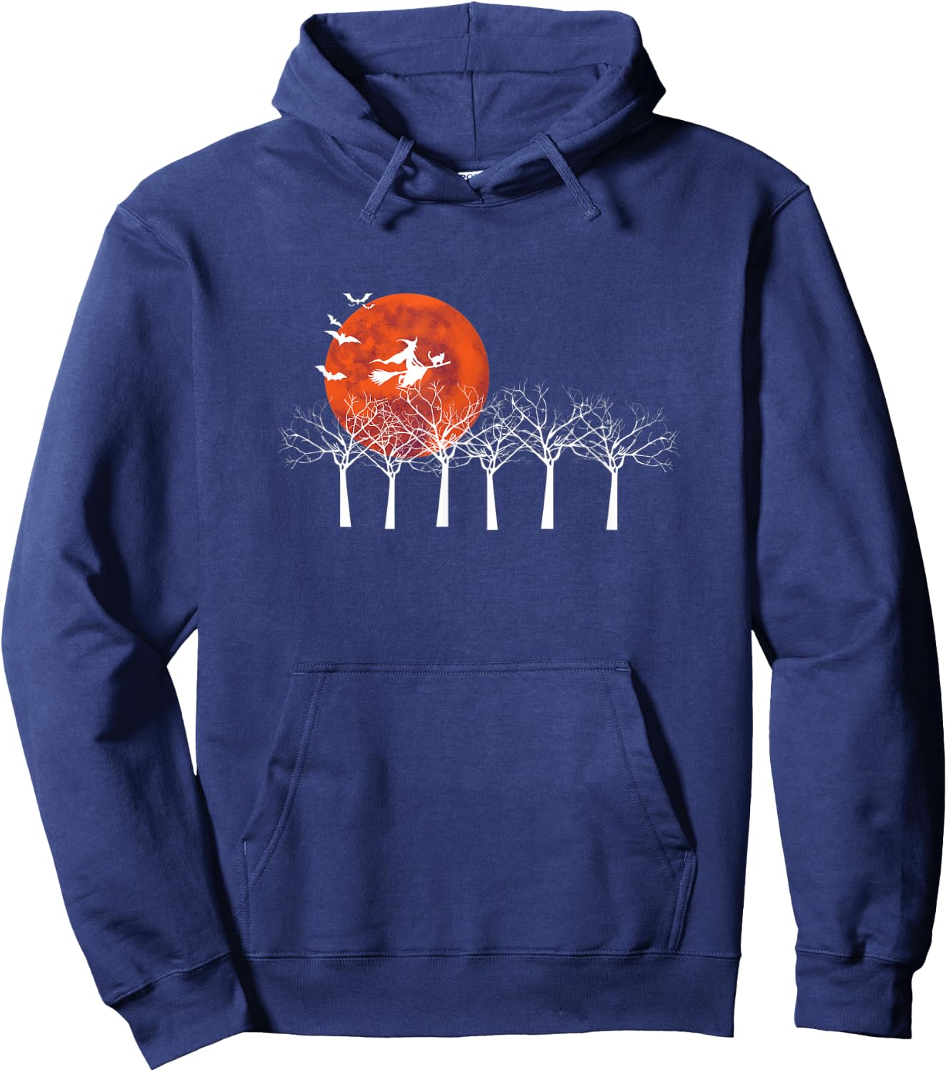 Halloween Witch Cat Moon Flight Hoodie - Hoodie | Navy