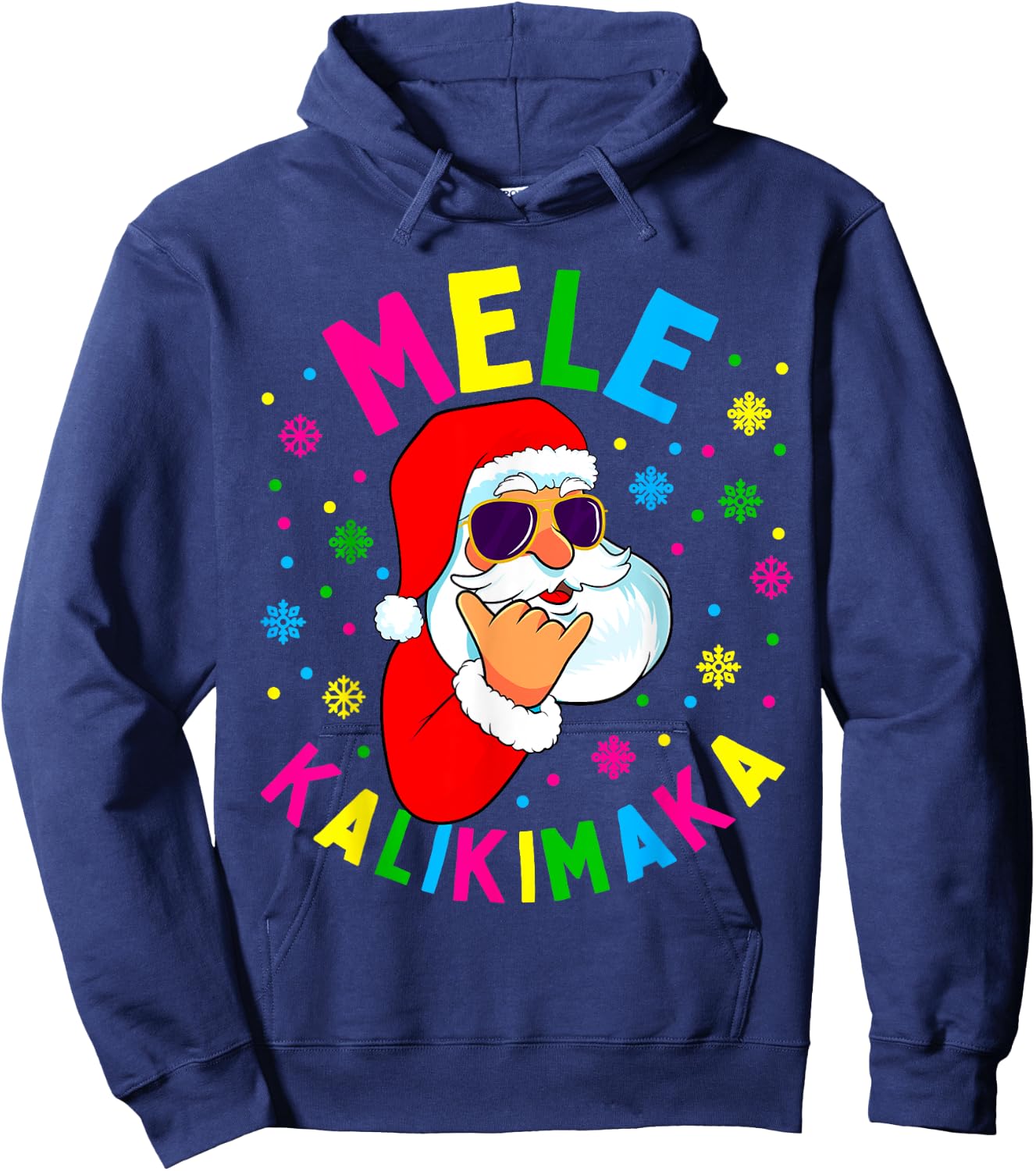 Mele Kalikimaka Christmas Santa Claus Shaka Hawaii Gift Hoodie - Hoodie | Navy
