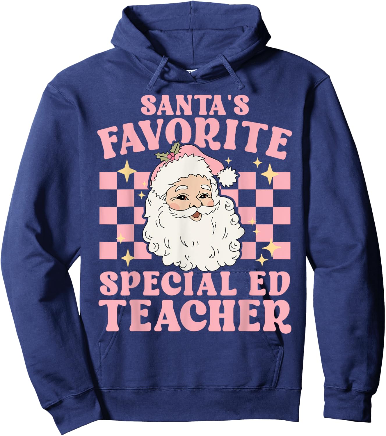 Vintage Pink Christmas Santas Favorite Special Ed Teacher Hoodie - Hoodie | Navy