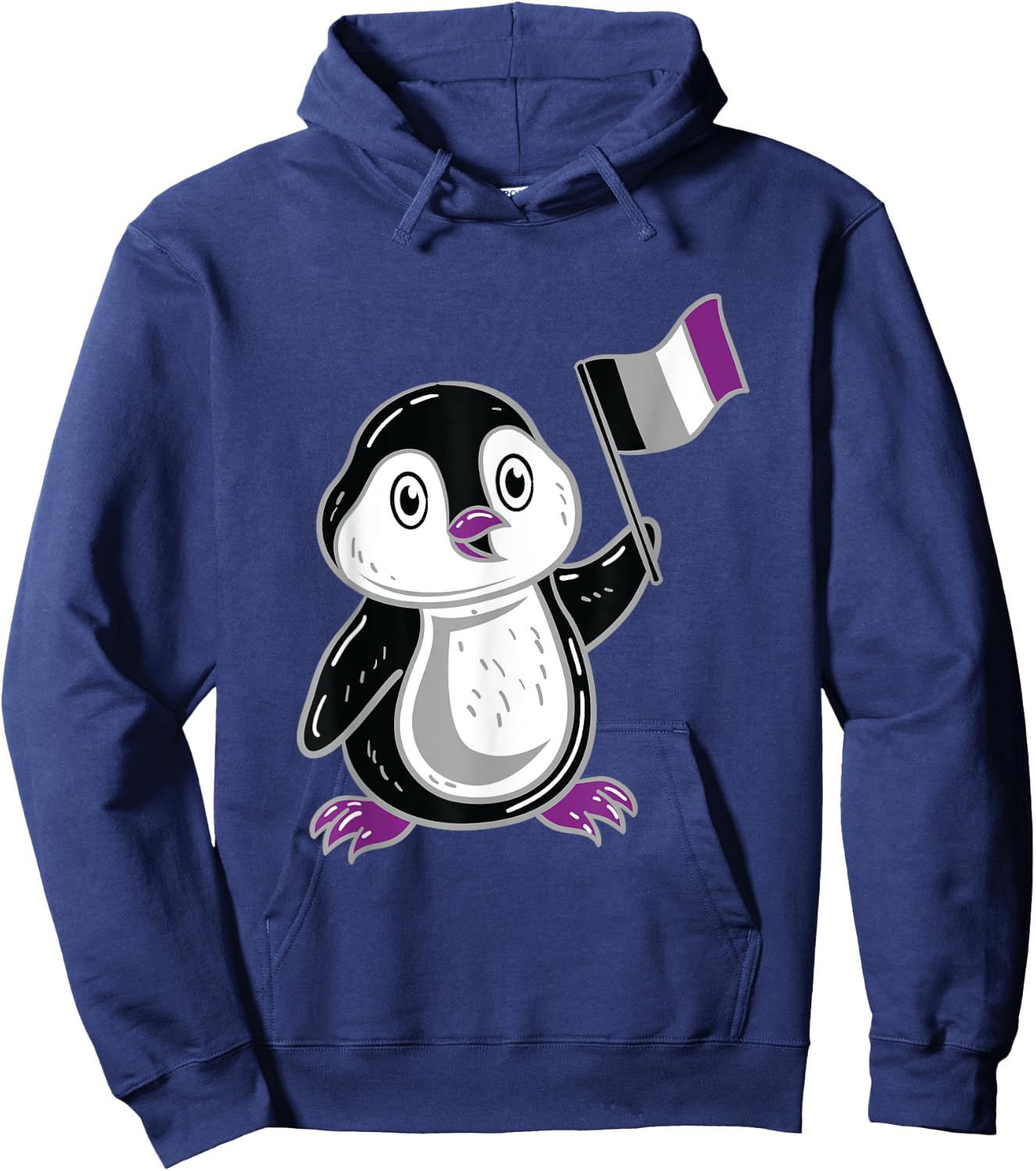 Penguin With Asexual Pride Flag Hoodie - Hoodie | Navy