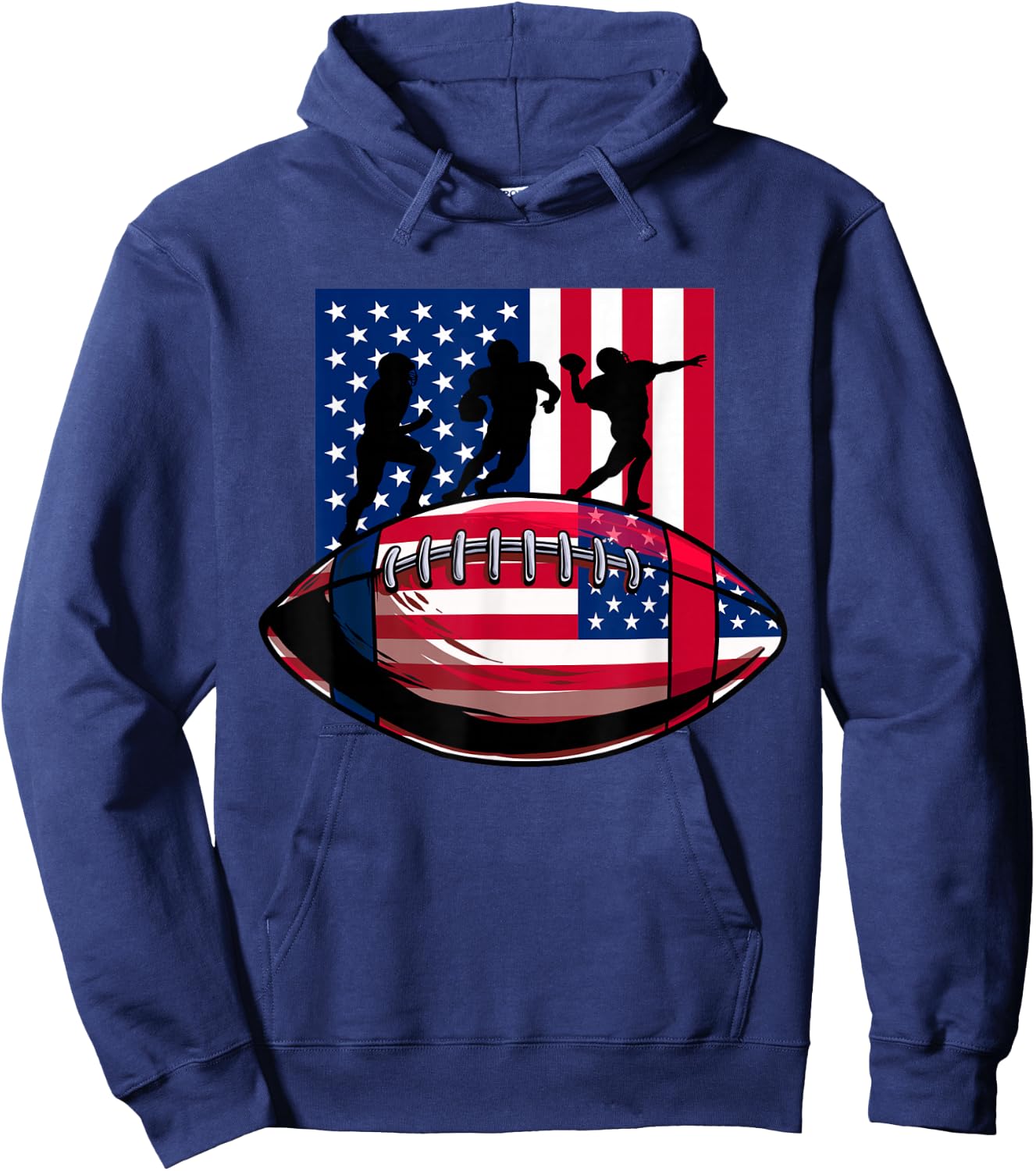 USA Patriot or american football 4th of July american flag Hoodie - Hoodie | Navy