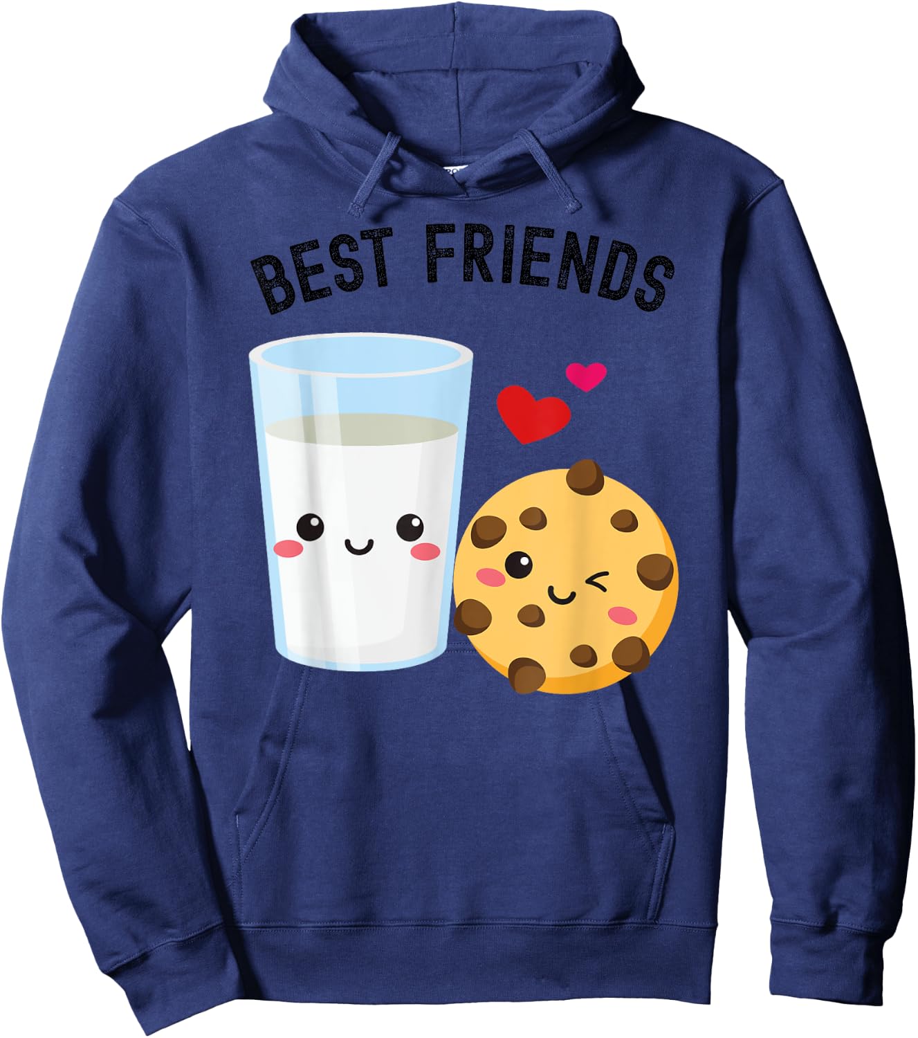 Milk and Cookie Best Friends Cute Kawaii Food & Drink Couple Hoodie - Hoodie | Navy