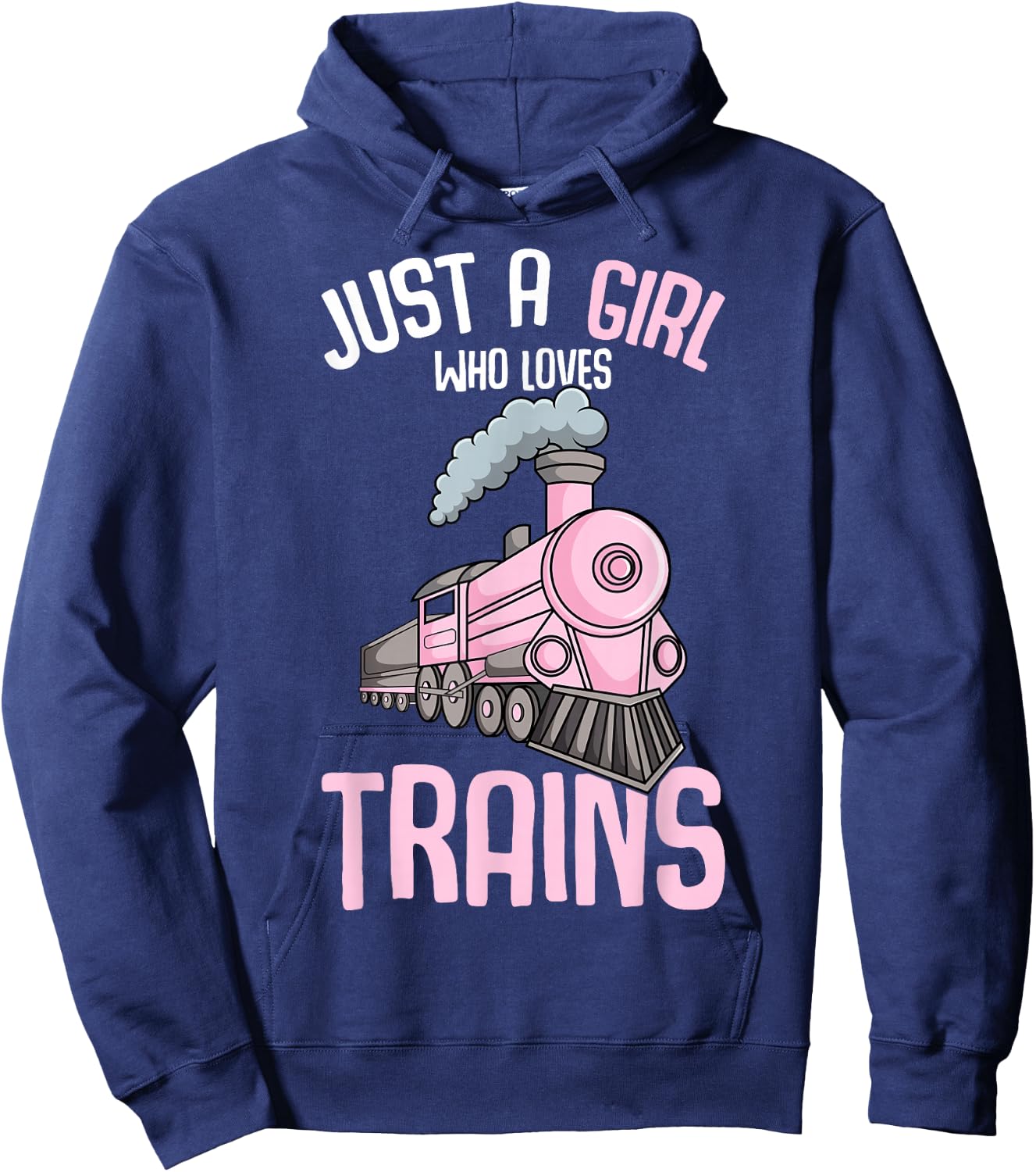 Just a Girl who Loves Trains Locomotive Train Toddler Kids Hoodie - Hoodie | Navy