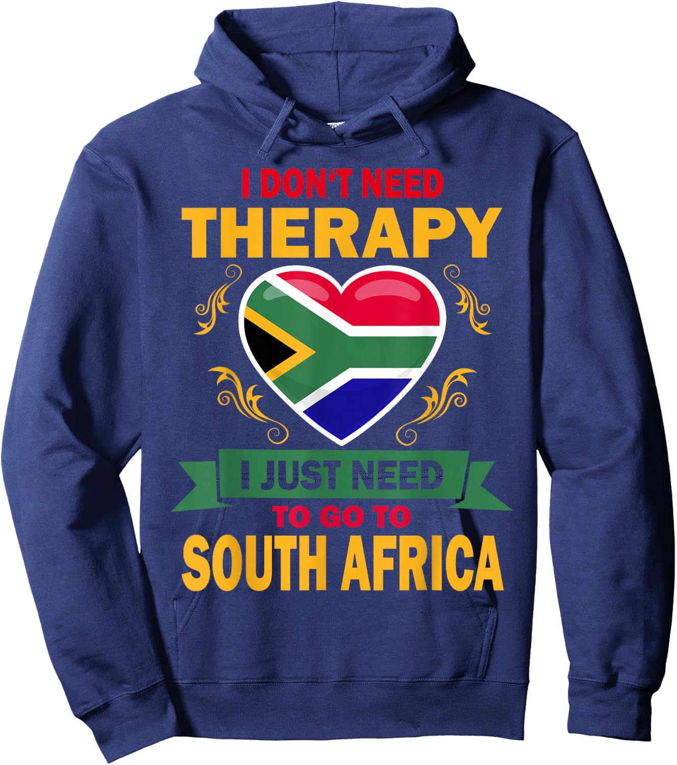 South African Flag Vacation Gift Therapy Funny South Africa Hoodie - Hoodie | Navy