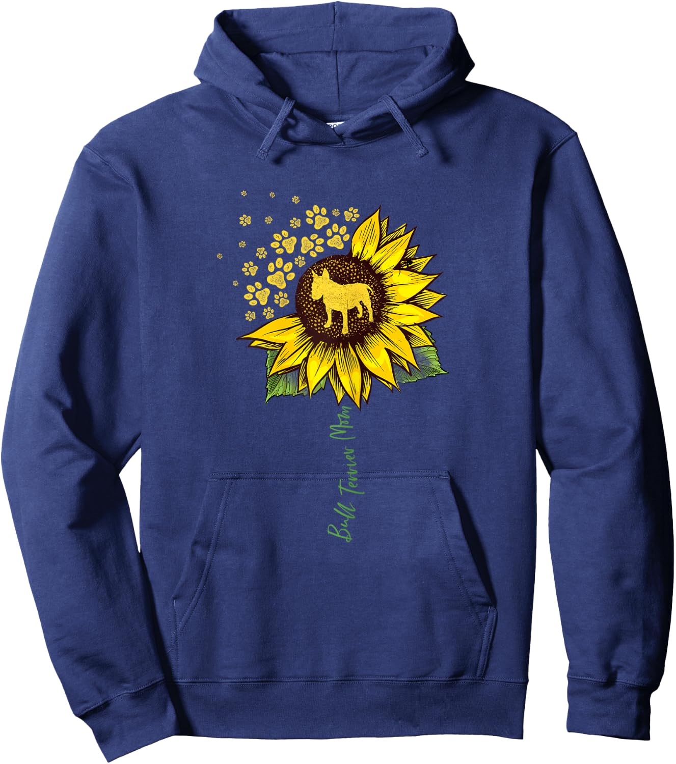 Bull Terrier Mom Sunflower Bull Terrier Lover Gifts Dog Mama Hoodie - Hoodie | Navy