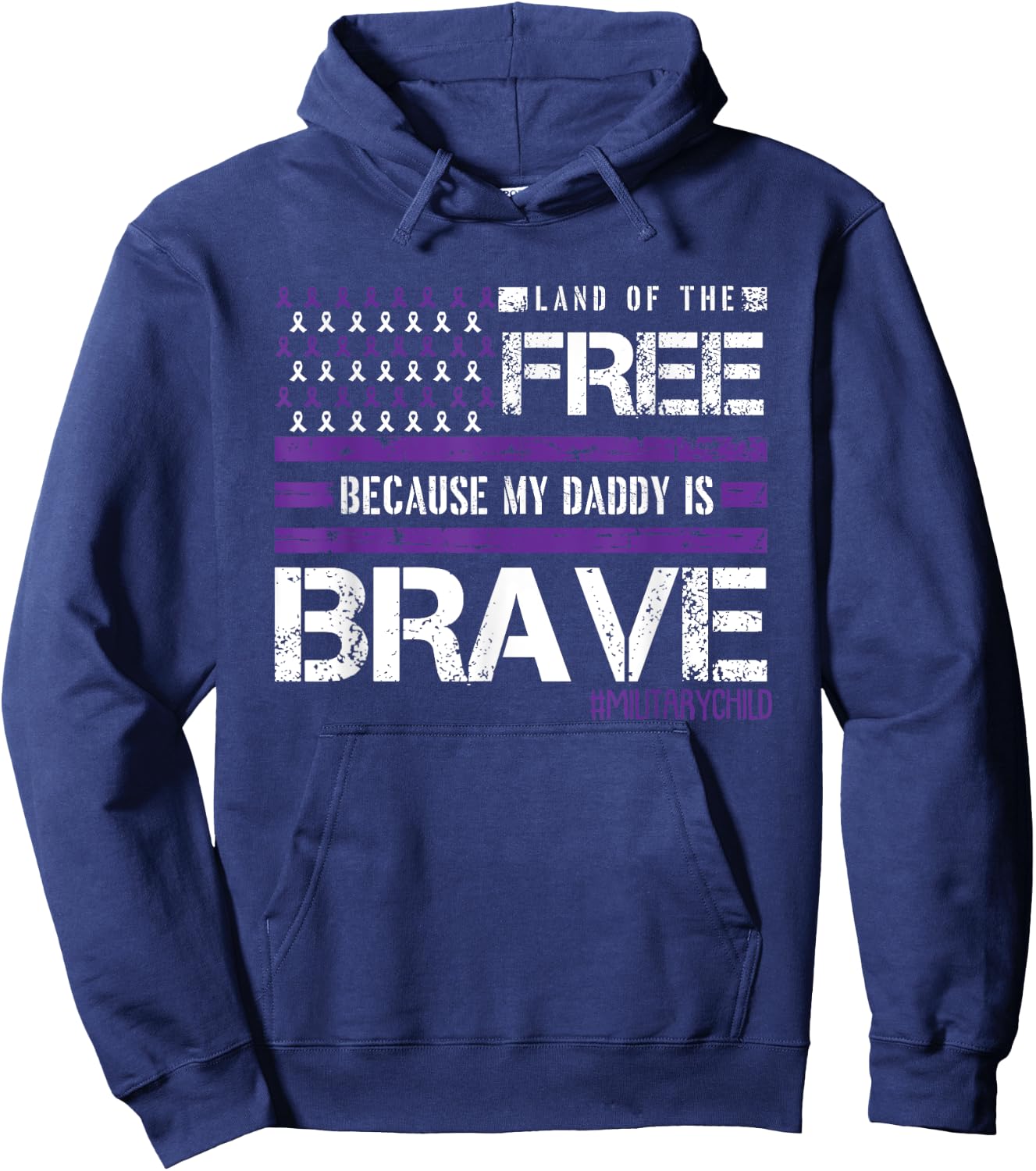 Land Of The Free Month Of The Military Child American Flag Hoodie - Hoodie | Navy