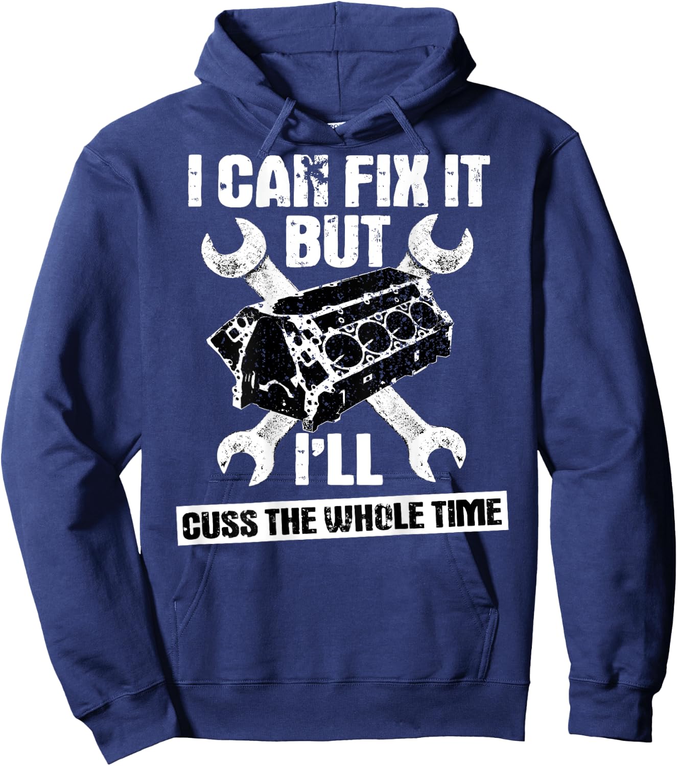 Mechanic Funny Car Repair Design On Back Hoodie - Hoodie | Navy