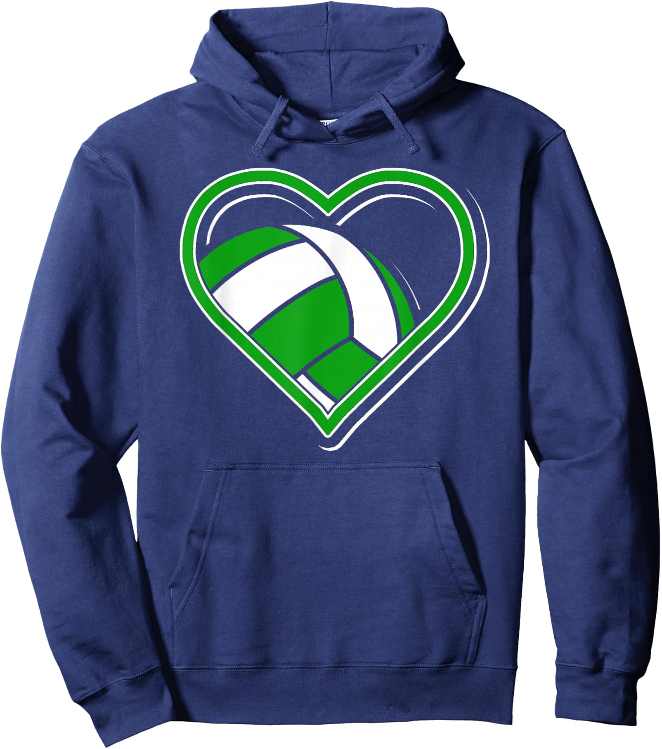 Green Volleyball Heart for Volleyball Lovers Hoodie - Hoodie | Navy