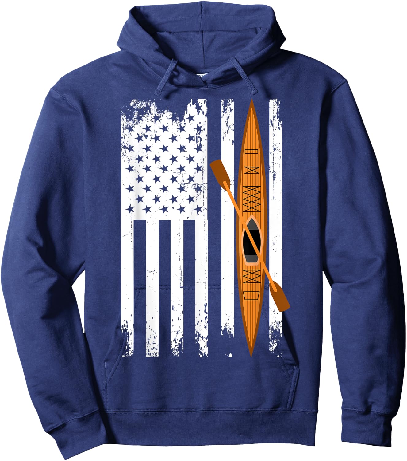 Kayak US Flag Kayaking Outdoor Adventurer Athletic Kayaker Hoodie - Hoodie | Navy