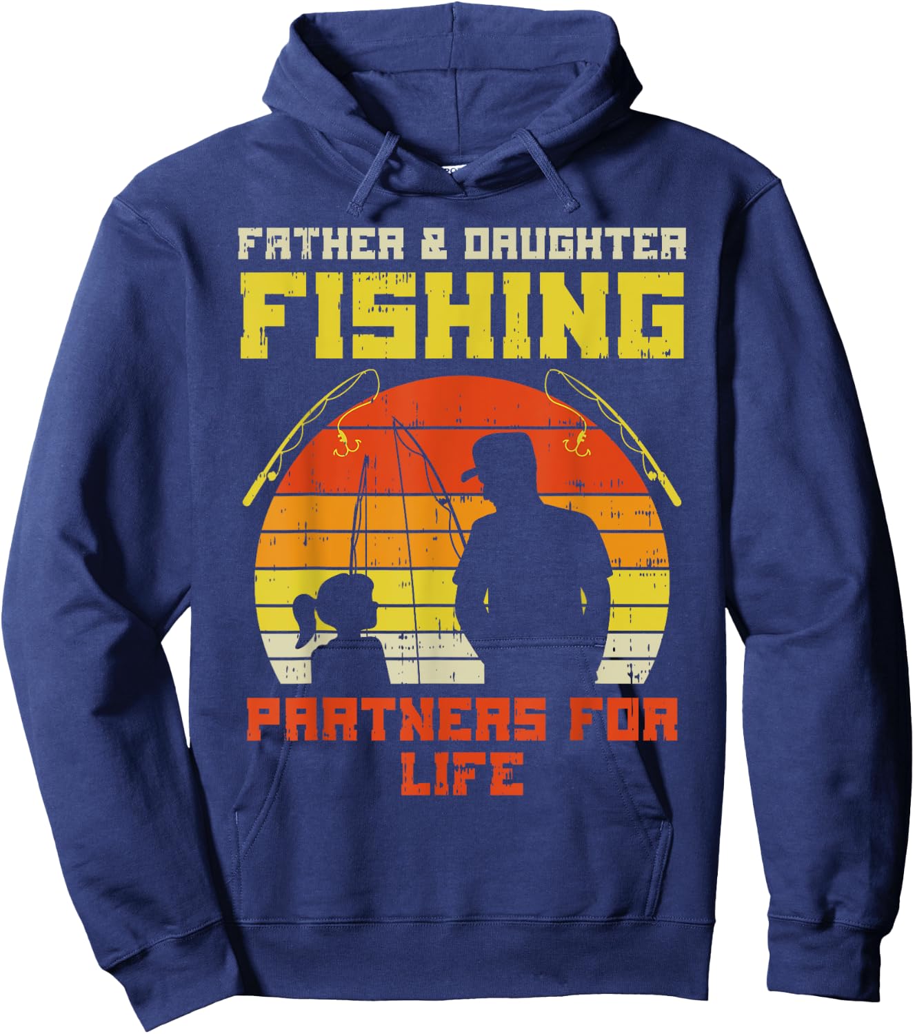 Father Daughter Fishing Partner For Life Retro Matching Gift Hoodie - Hoodie | Navy